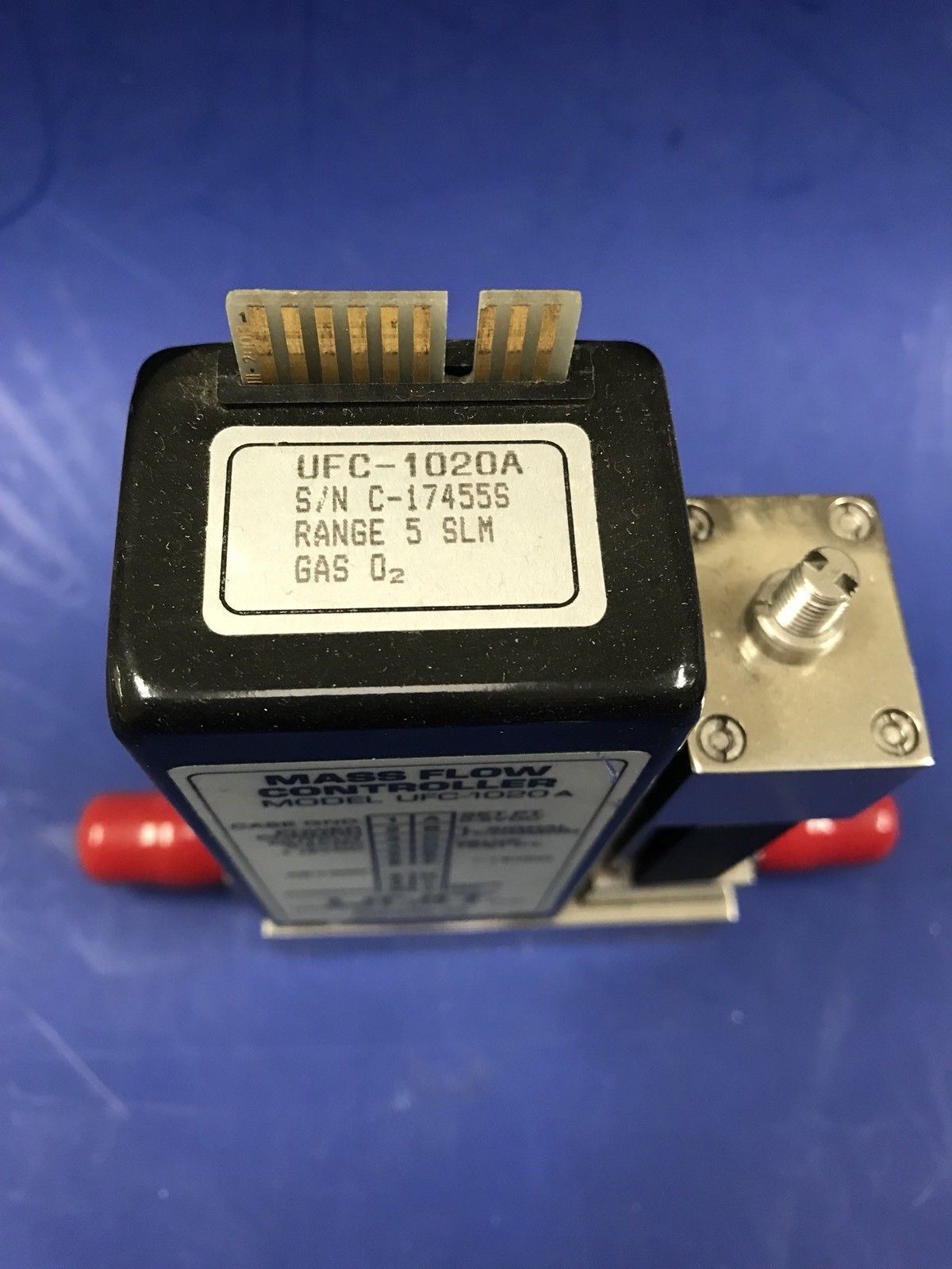 Unit UFC-1020A, MFC, Mass Flow Controller, O2, 5 SLM, 1/4" VCR, Used