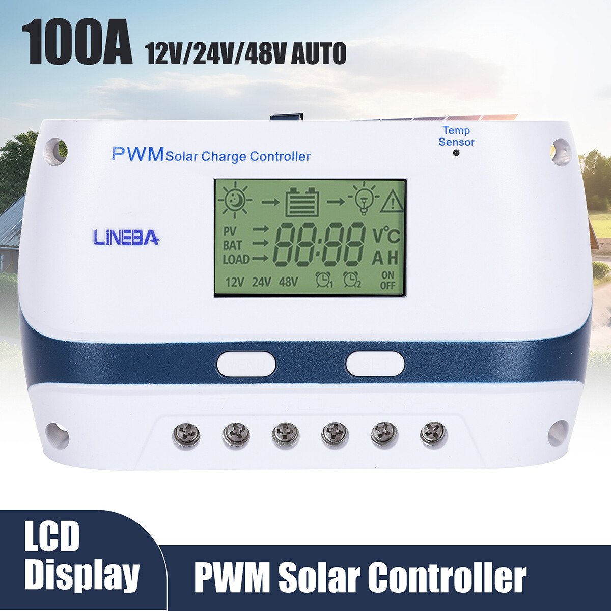 100A 60A PWM Solar Charge Controller LCD Display Battery Intelligent Regulator