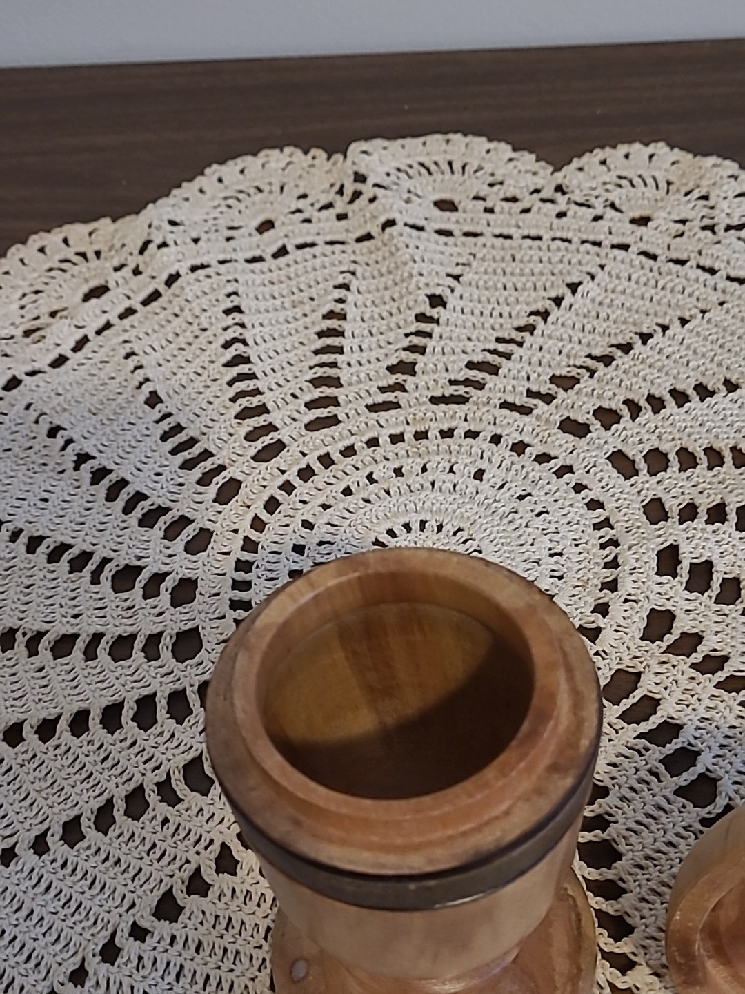 Trinket Box Hand Turned signed Spiral Top Two Pieces