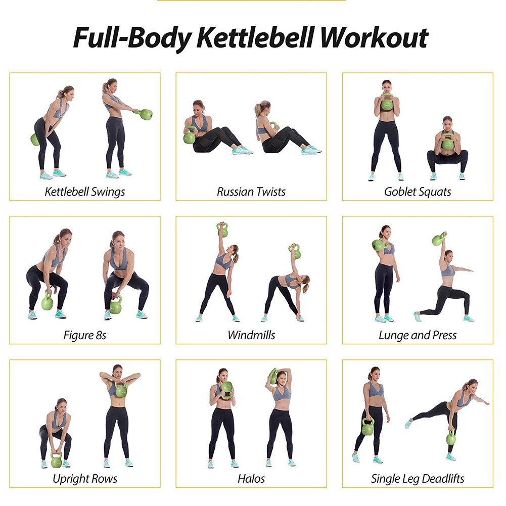 15lbs Wide Grip Kettlebell Vinyl Coated for Women Home Strength Training Workout