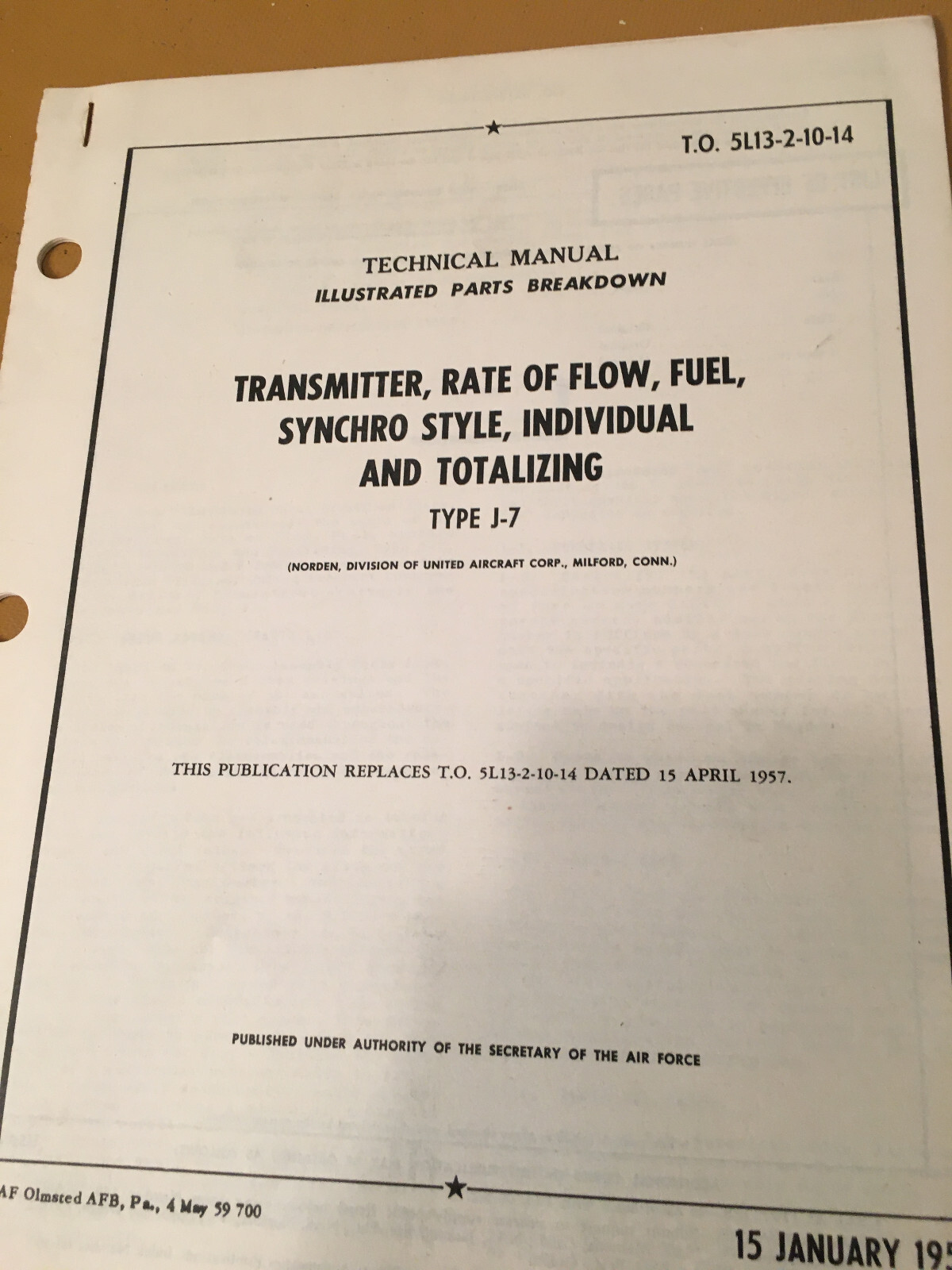 Norden Transmitter, Fuel Flow J-7 Parts Manual