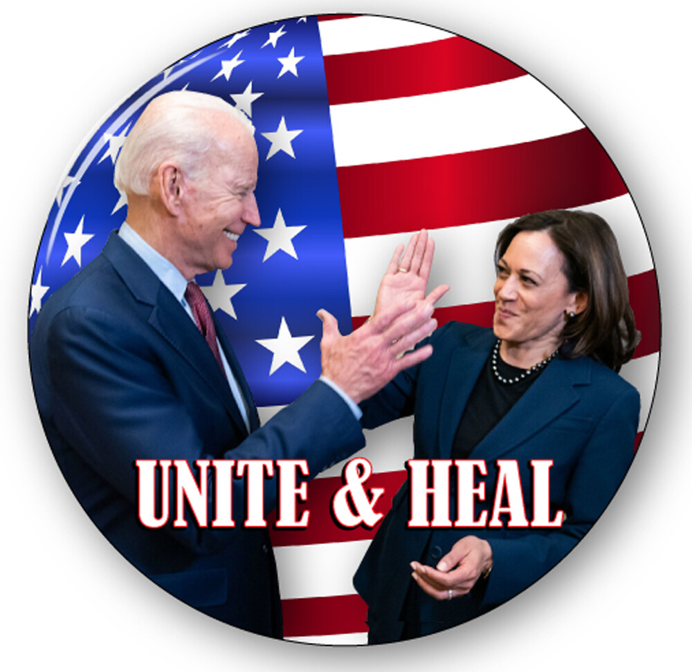 QTY 12 JOE BIDEN & KAMALA HARRIS UNITE AND HEAL 3" PIN BACK BUTTONS US PRESIDENT