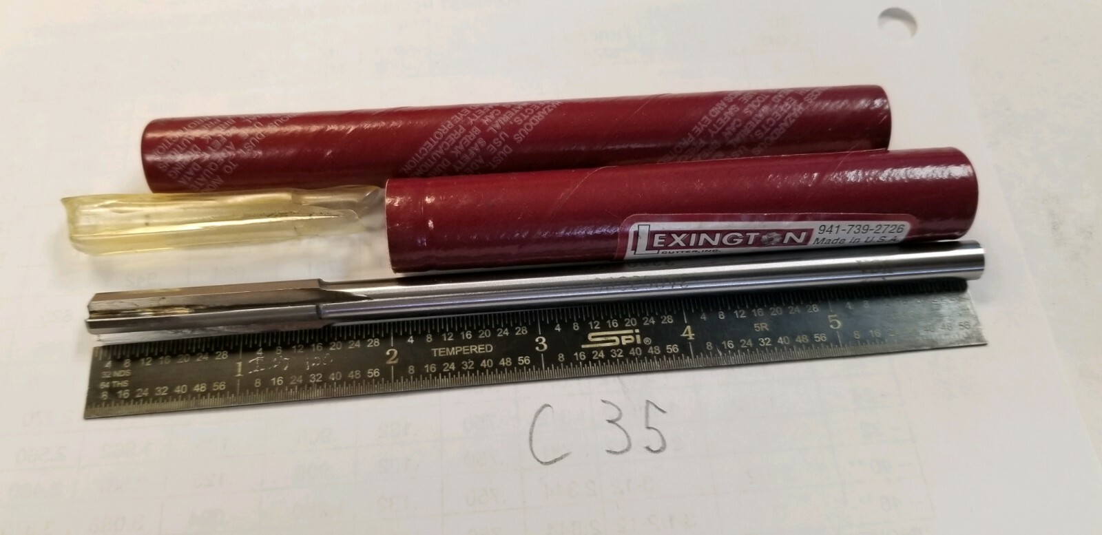 .338 HSS Chucking Reamer Straight 4 FLUTE, LEXINGTON, USA MADE! 6" OAL R (minus)