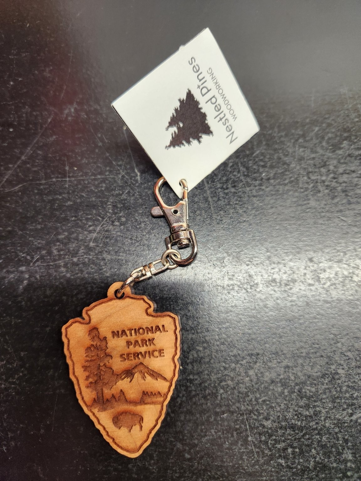 National Park Service Arrowhead Keychain Wood Made in USA