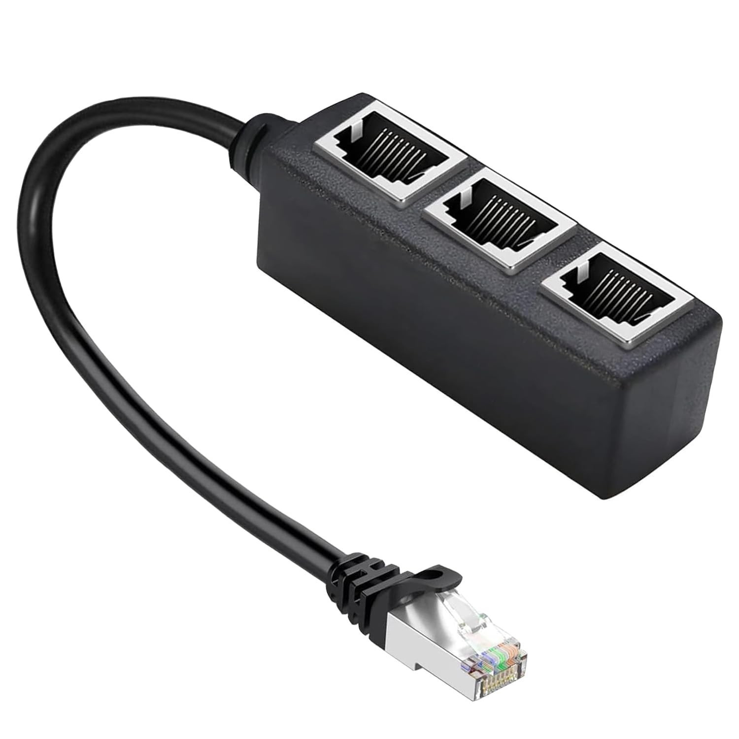 RJ45 Ethernet 1 to 3 LAN Ports Splitter Adapter Cable Network Connectors Black