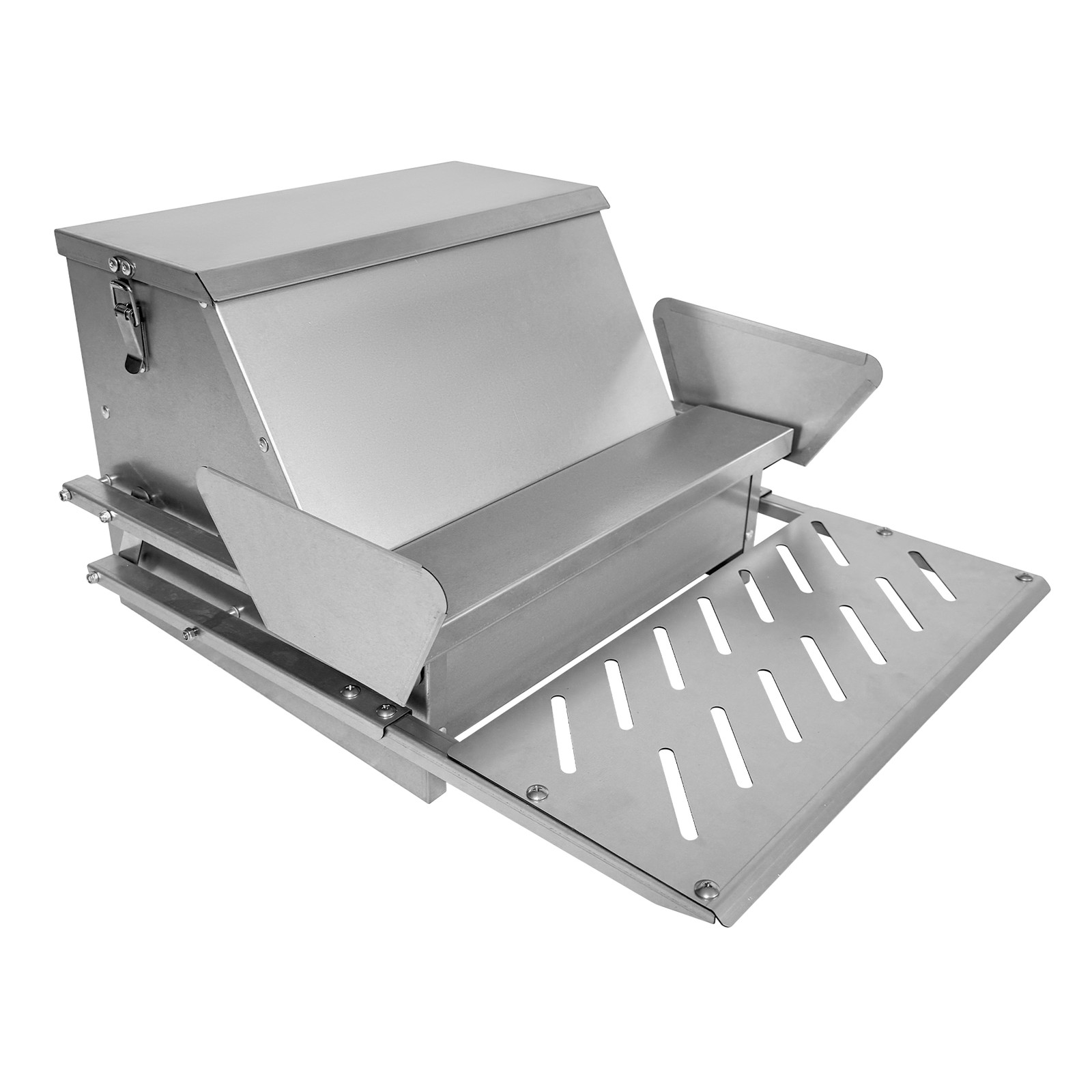 Galvanized Steel Automatic Chicken Feeder Weatherproof 20lb Feed Container