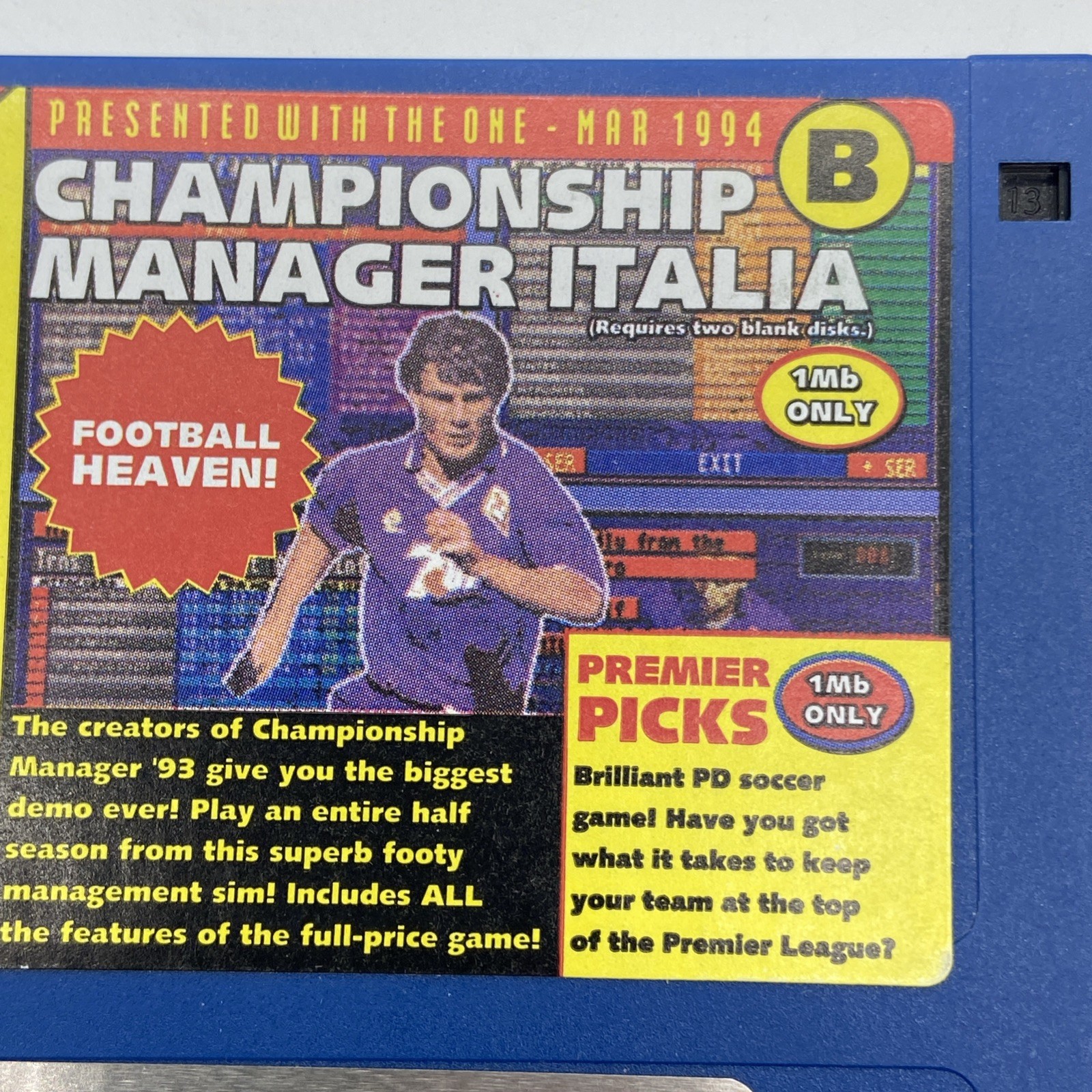 1993 Amiga Championship Manager Italia disk B Floppy Disk VTG PC game untested