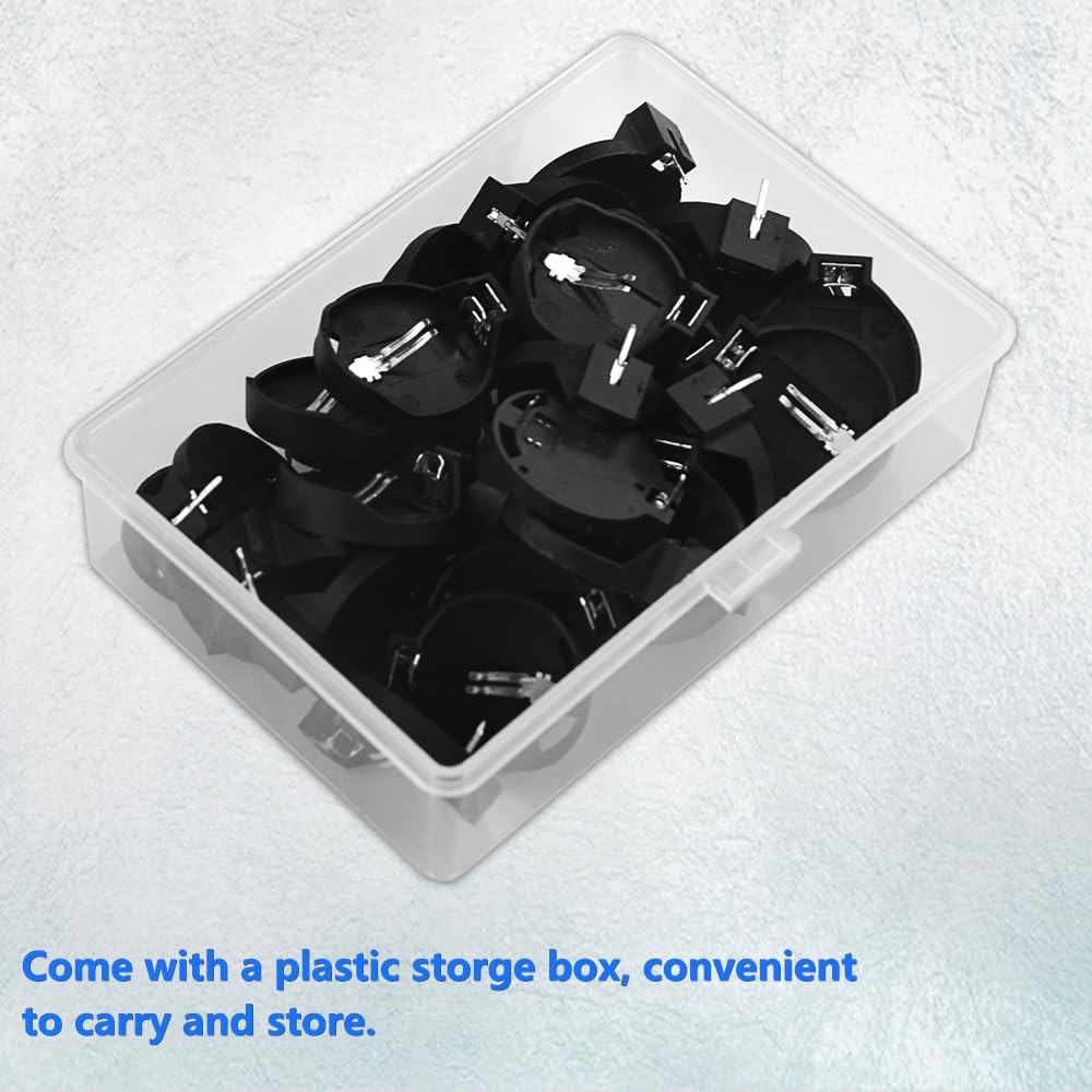 30 PCS CR2032 CR2025 Coin Cell Battery Holder Case, Black