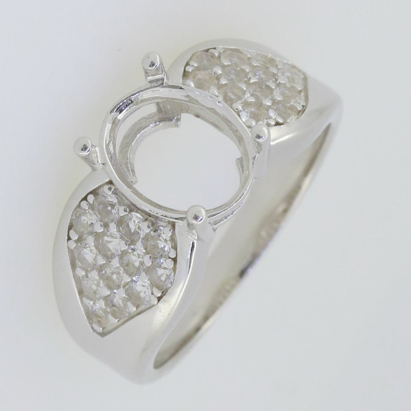 Sterling Silver Semi Mount Ring Setting Oval OV 10x8mm Topaz Solid