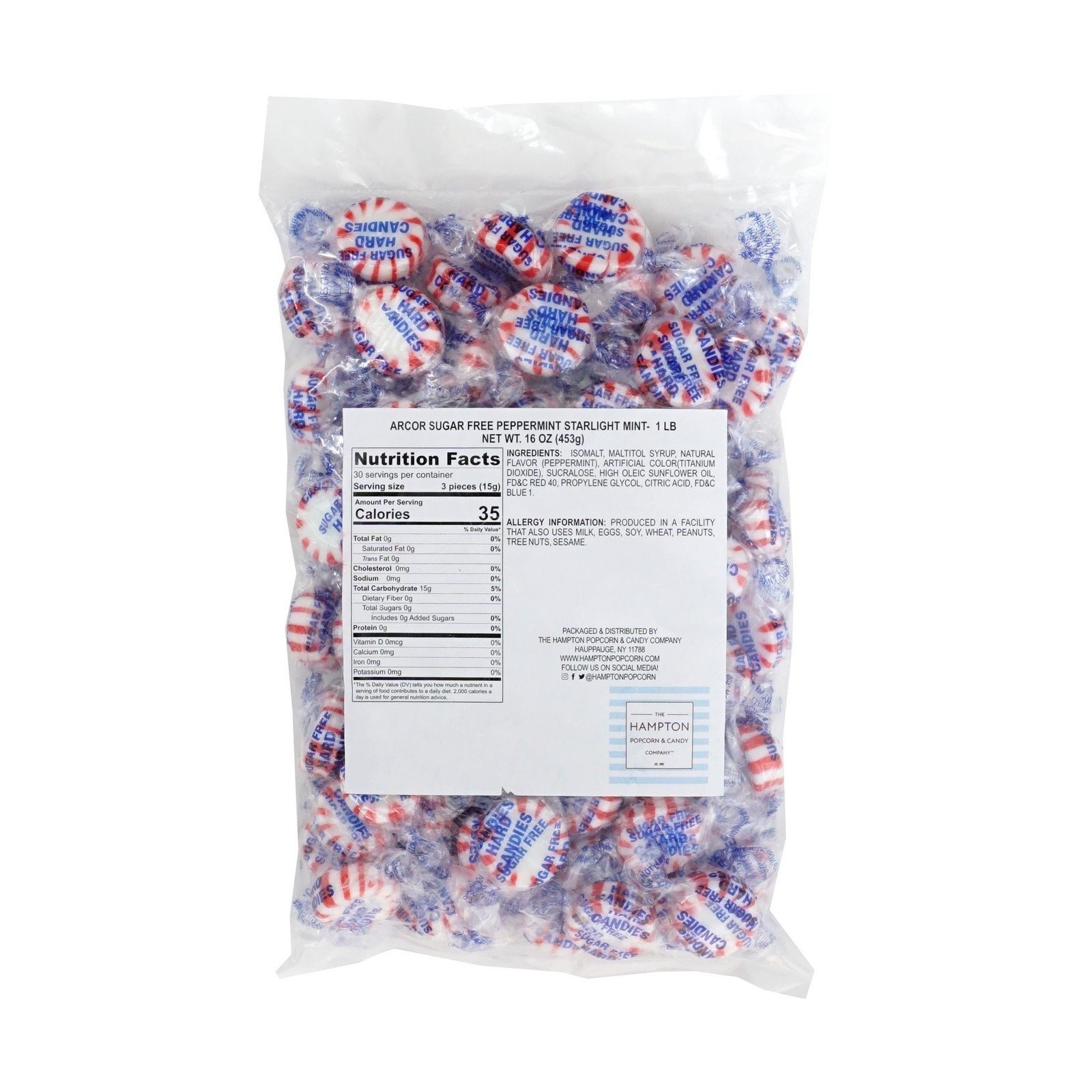 Arcor Sugar Free Peppermint Starlight Mints, 1 Pound Bulk Bag (Approx 70...