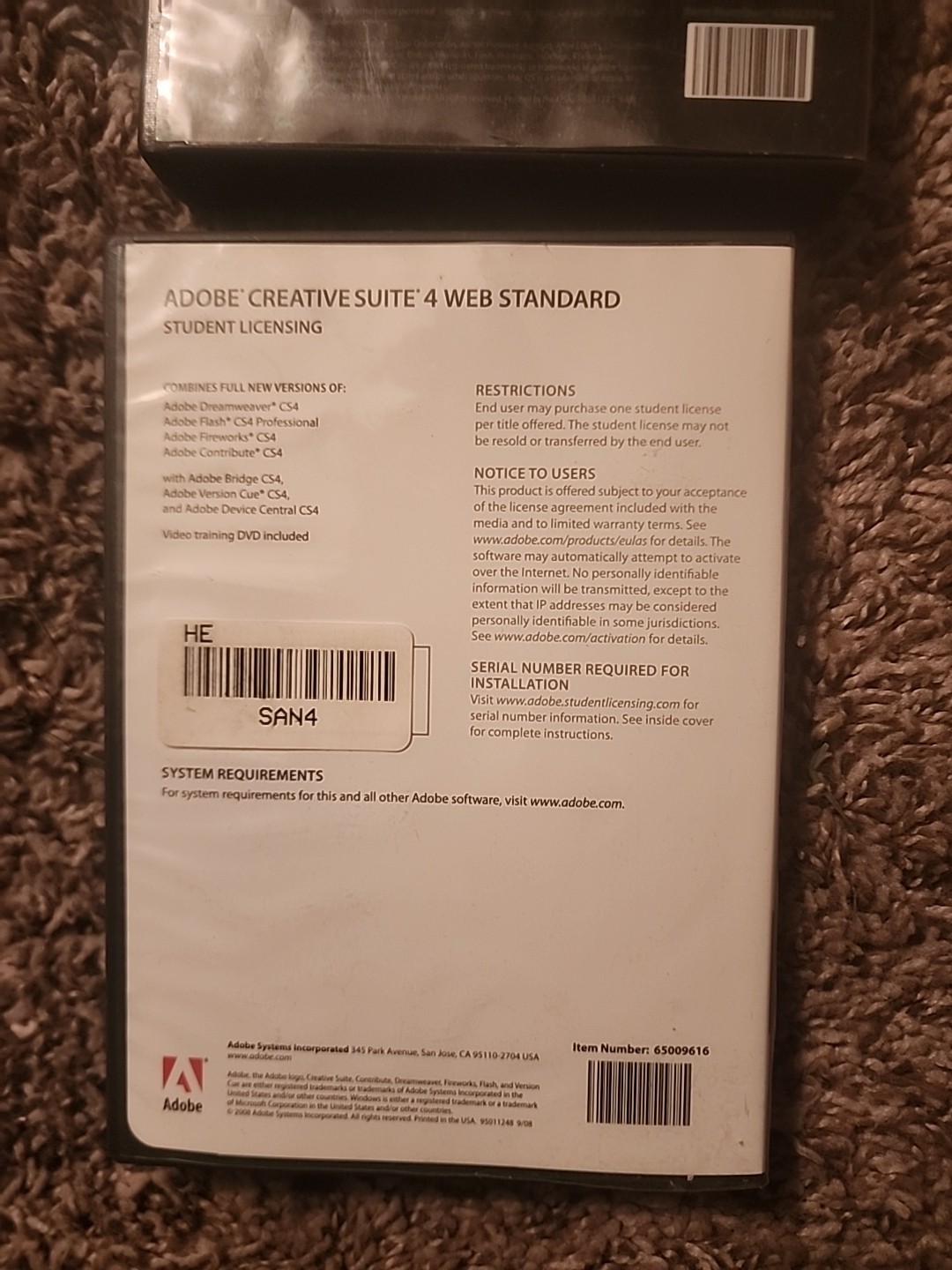 ADOBE CS4 CREATIVE SUITE 4 MASTER COLLECTION DVD Windows (Student Licensing)