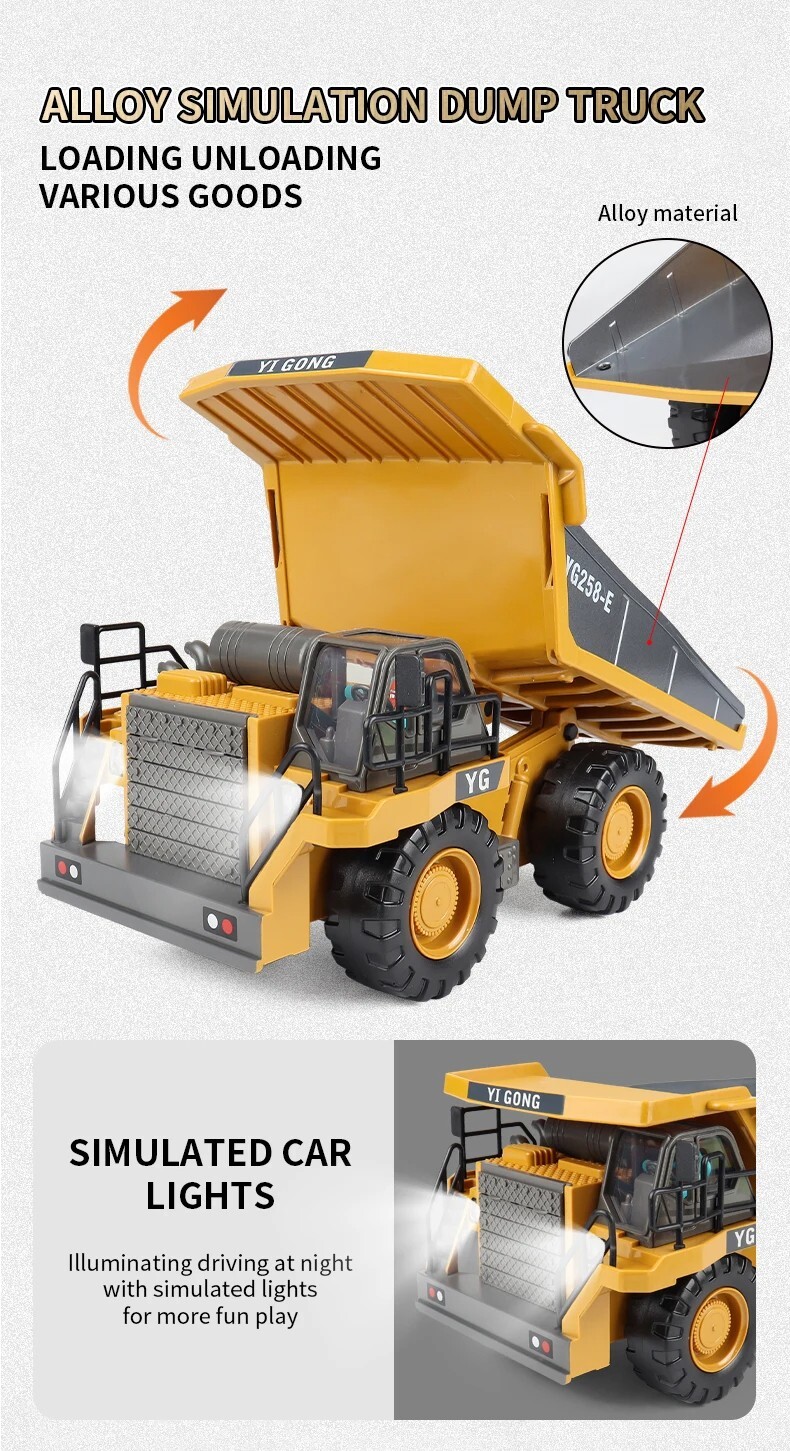 2.4G 9/11CH RC Excavator Bulldozer Construction Toys Remote Control Crawler