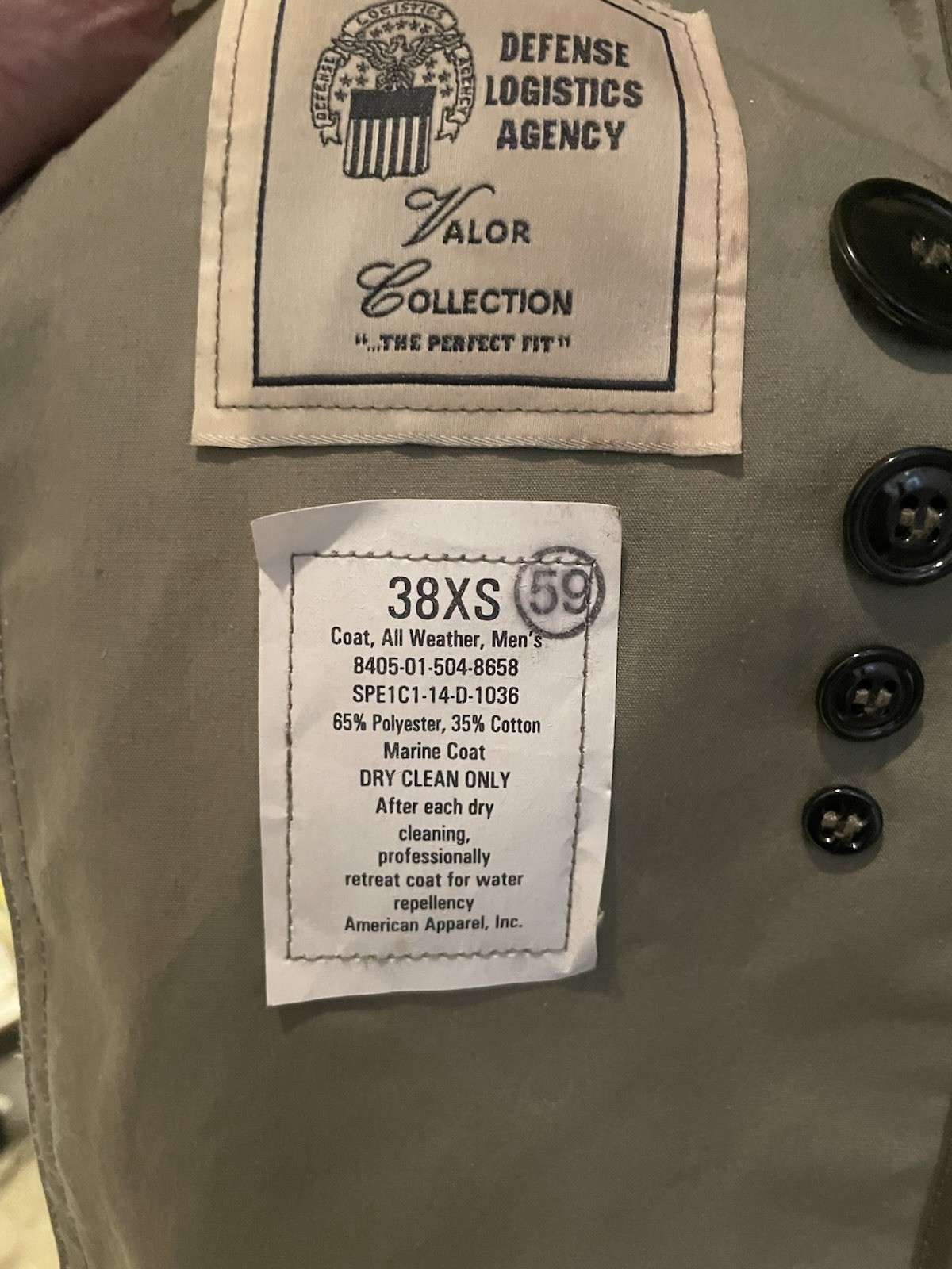 American Apparel USMC Marine Coat All Weather Valor Collection Militaria 38XS