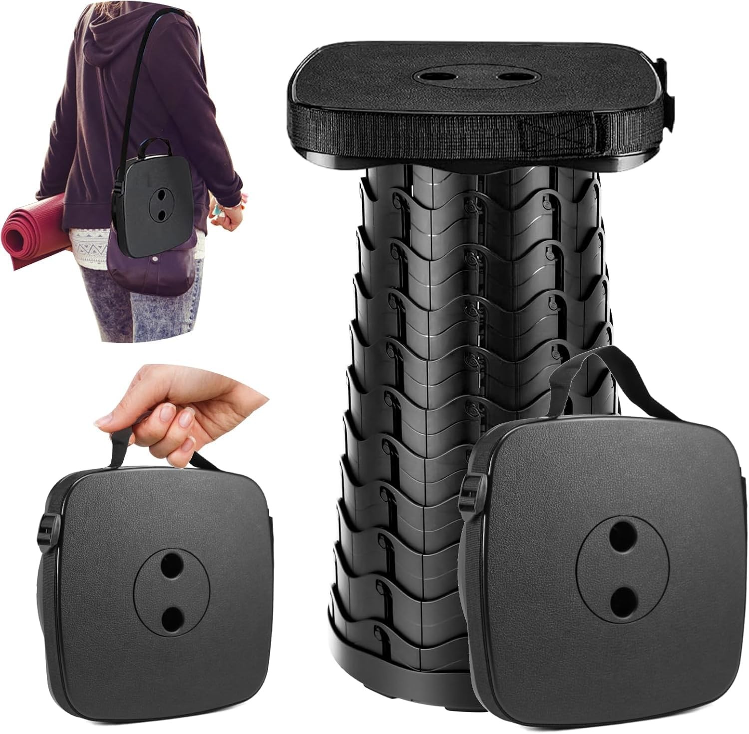Collapsible Stool - Lightweight Folding Stool, 485lbs Capacity, Portable for ...
