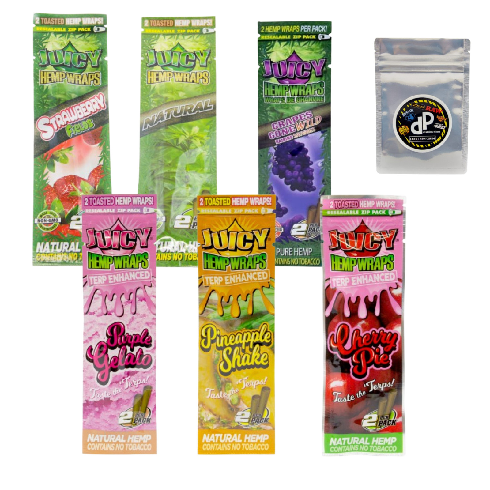 Juicy Wraps Variety 6 Packs with Smell Proof Bag (Flavors Vary)