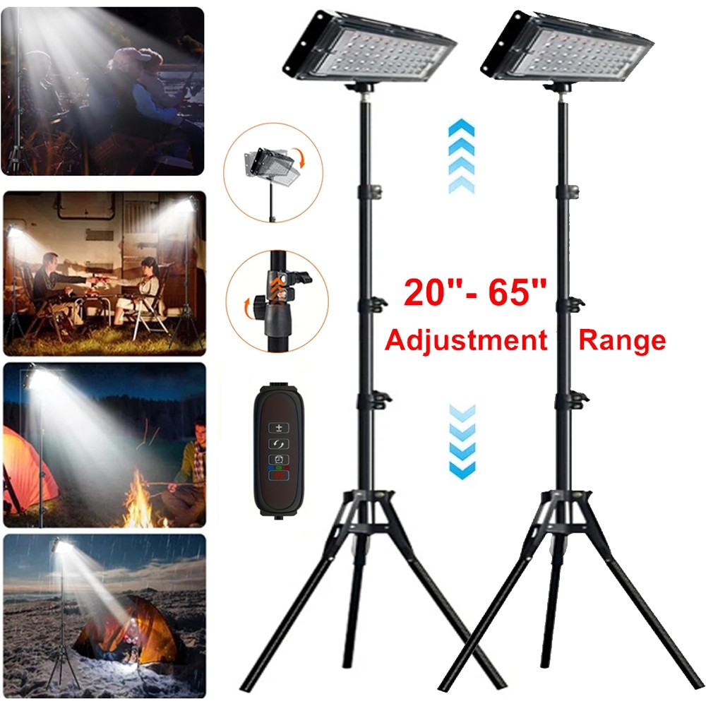 2pcs Adjustable 22000 Lumen LED Work Lights with Foldable Tripod Stand 6500K