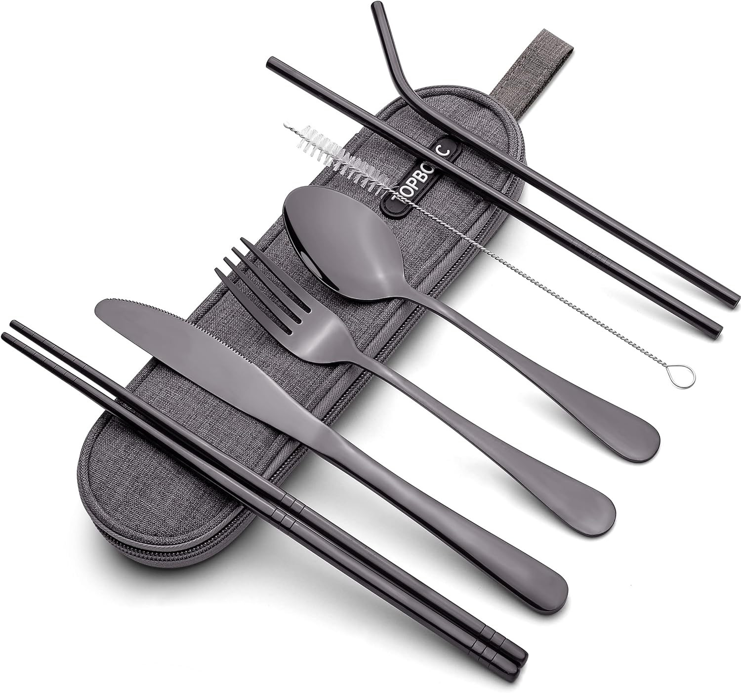 Juego De Cubiertos Portatil De Acero Inoxidable Con Estuche Impermeable