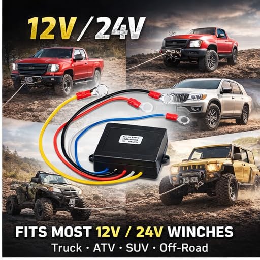 Wireless Winch Remote Control Kit, 12V 24V Universal Winch Wireless Remote