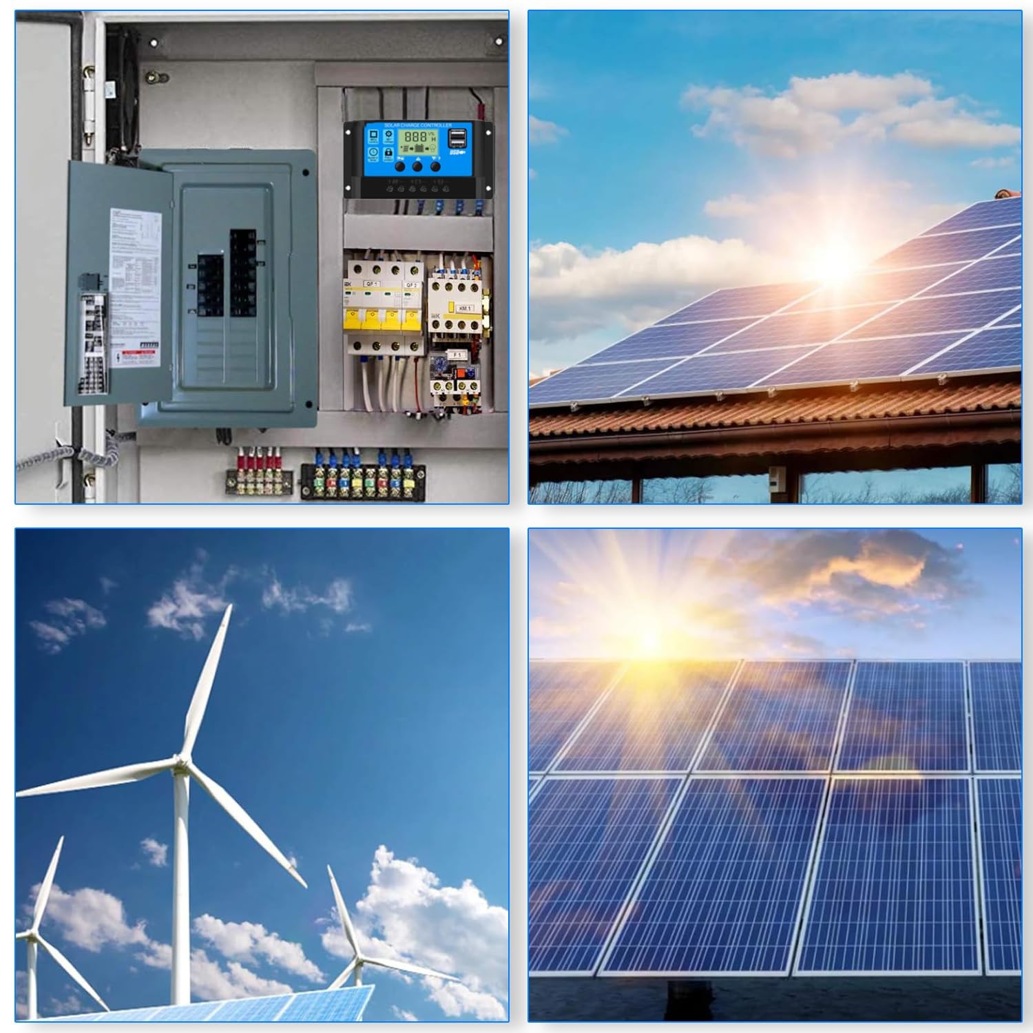 30A PWM Solar Charge Controller, 12V 24V Dual USB Solar Panel Battery Intelli...
