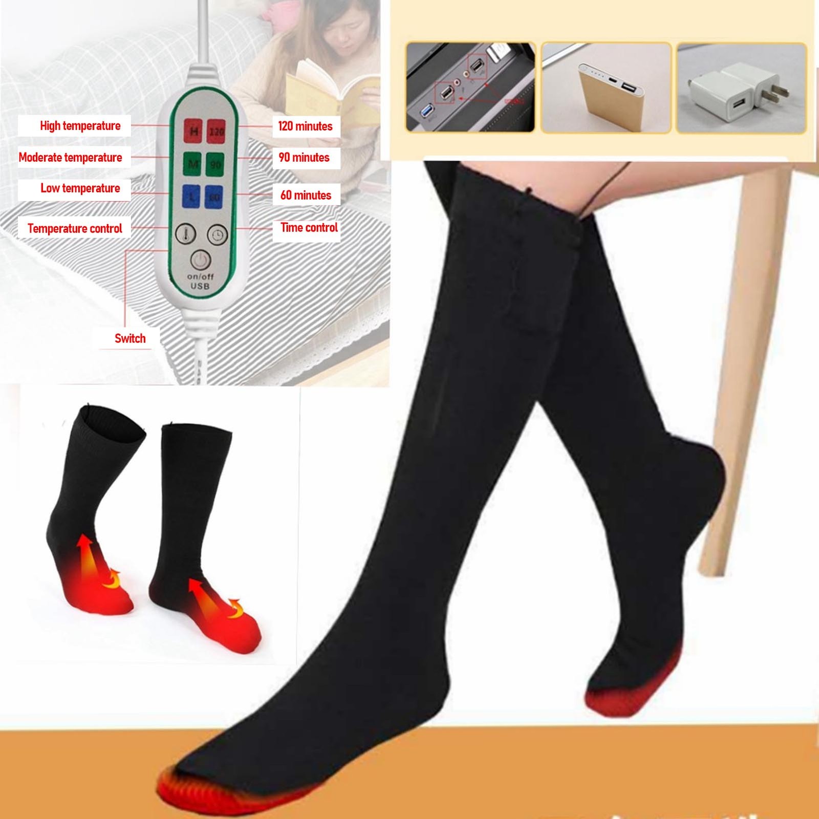 Intelligent Temperature Control Electric Heated Socks For Winter