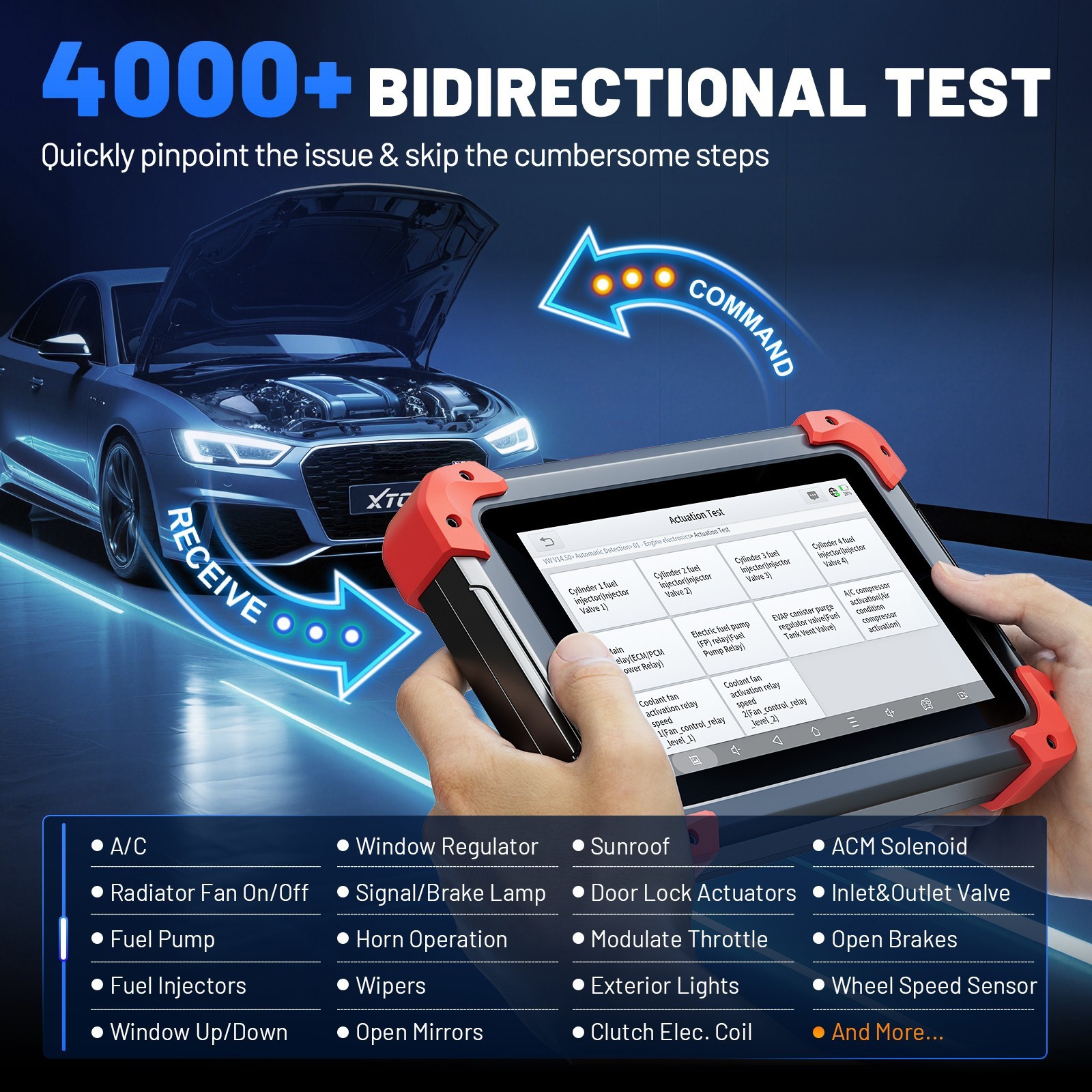 XTOOL D7 V2.0 Bidirectional OBD2 Scanner Diagnostic Key Programmer 36+Services