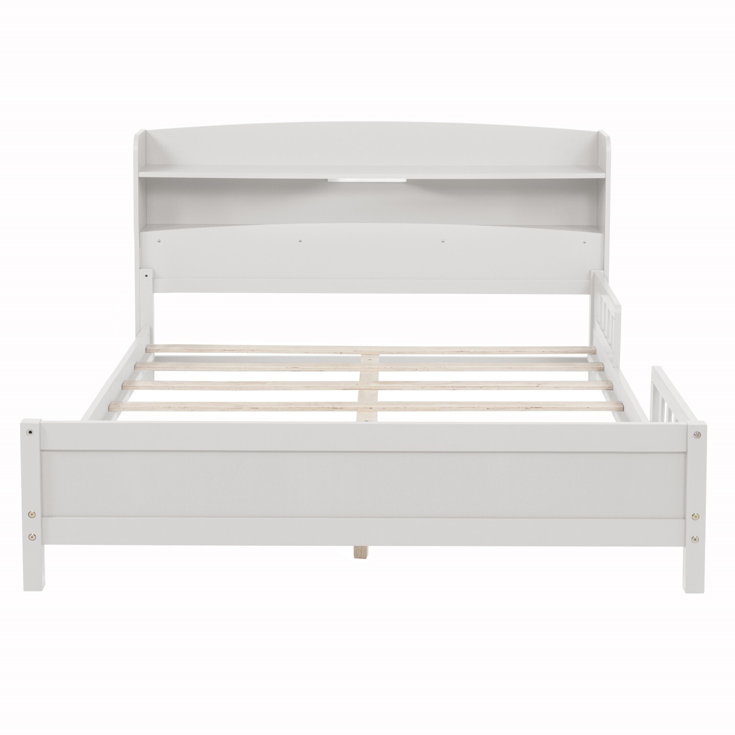 Full Size Bed Frame Wood Platform Bed Frame w/ Storage Headboard & LED Light