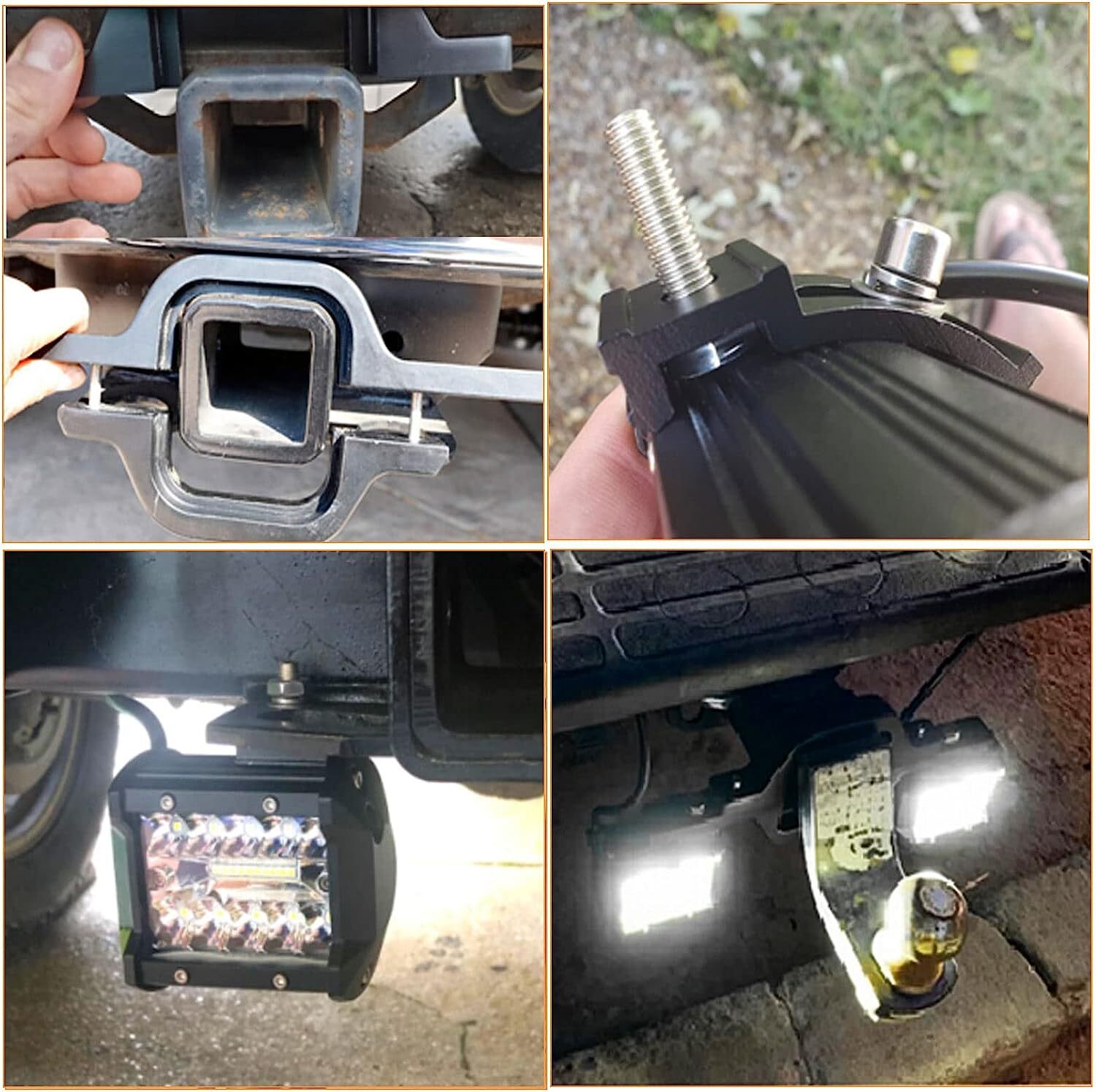 Tow Hitch Mount Bracket 4'' LED Work Light Pods Off Road Driving Backup Reverse