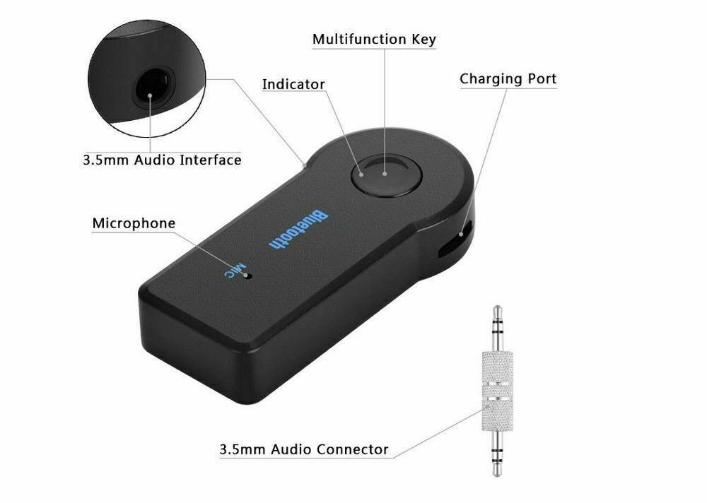 Portable 3.5mm Streaming Car A2DP Wireless Bluetooth AUX Audio Receiver Adapter