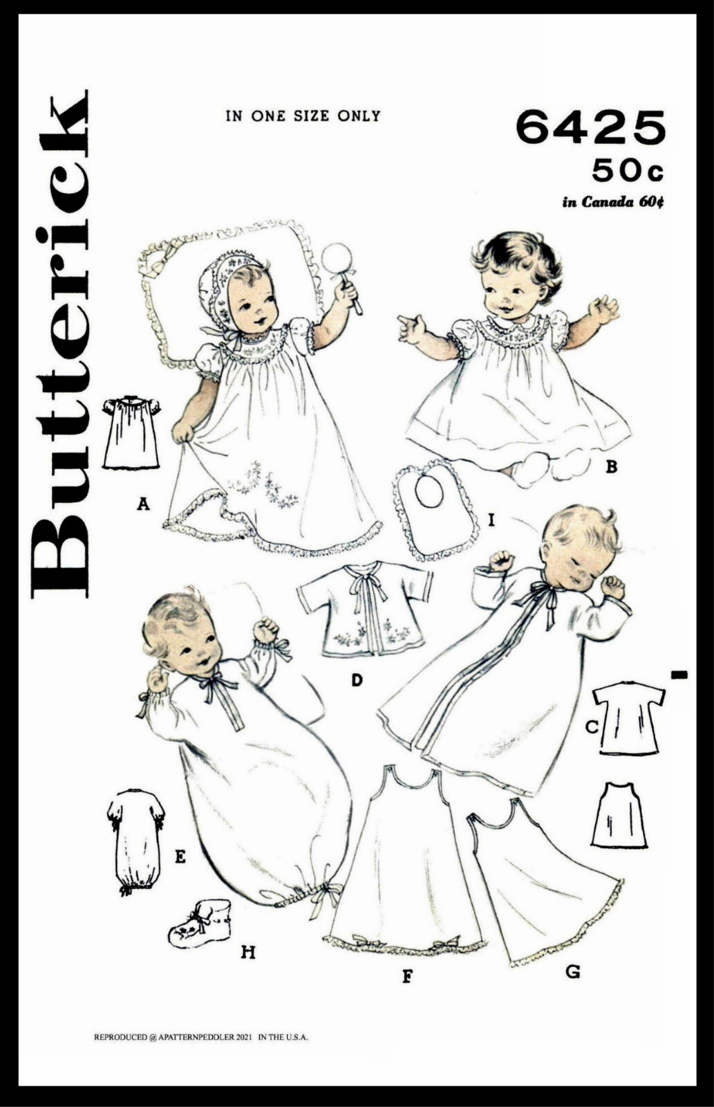 McCall's 1762 Pattern Layette Christening Infant Dress Slip Cap Bonnet Bib