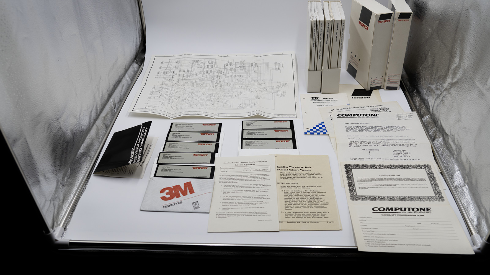 Vintage Tandon Windows 1.03 OEM MS-DOS Complete Disks Manuals Schematics Box CIB