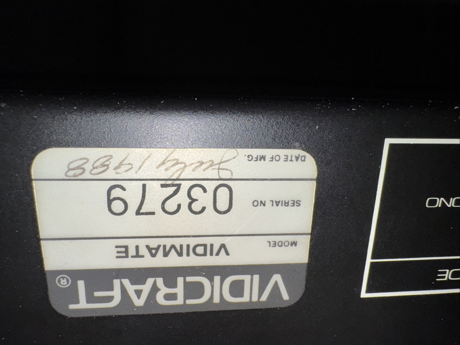 VIDICRAFT VidiMate Digital Stabilizer Opticon Processing July 1988 VDM-100