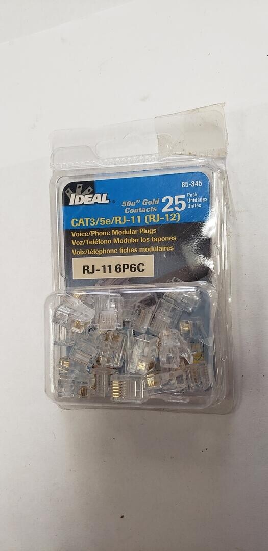 Ideal RJ-11 6P6C Telephone Plugs 85-345 NEW/OLD STOCK/FACTORY SEALED IOB