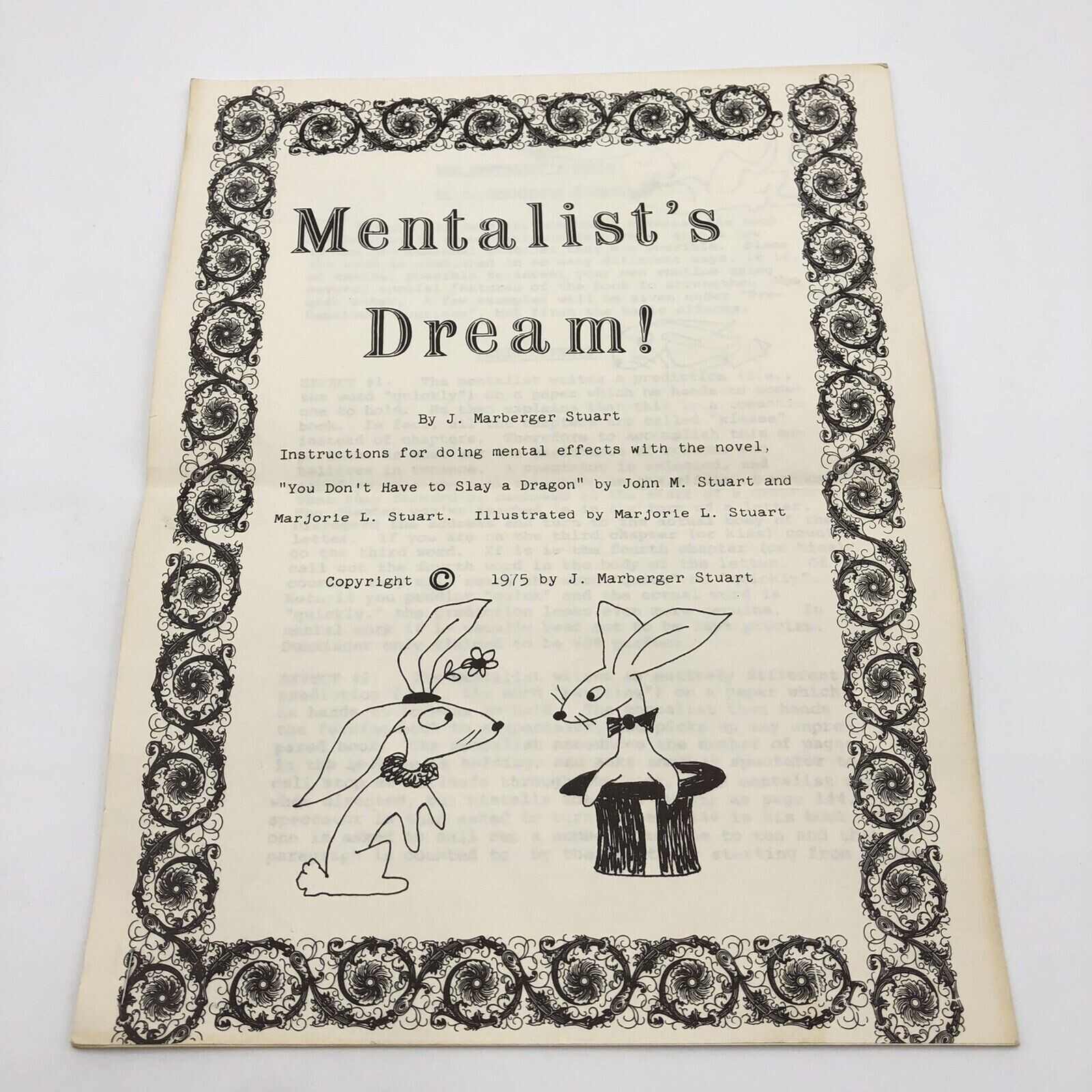 Mentalists Dream Book Test by J. Marberger Stuart Magic Mentalism Trick