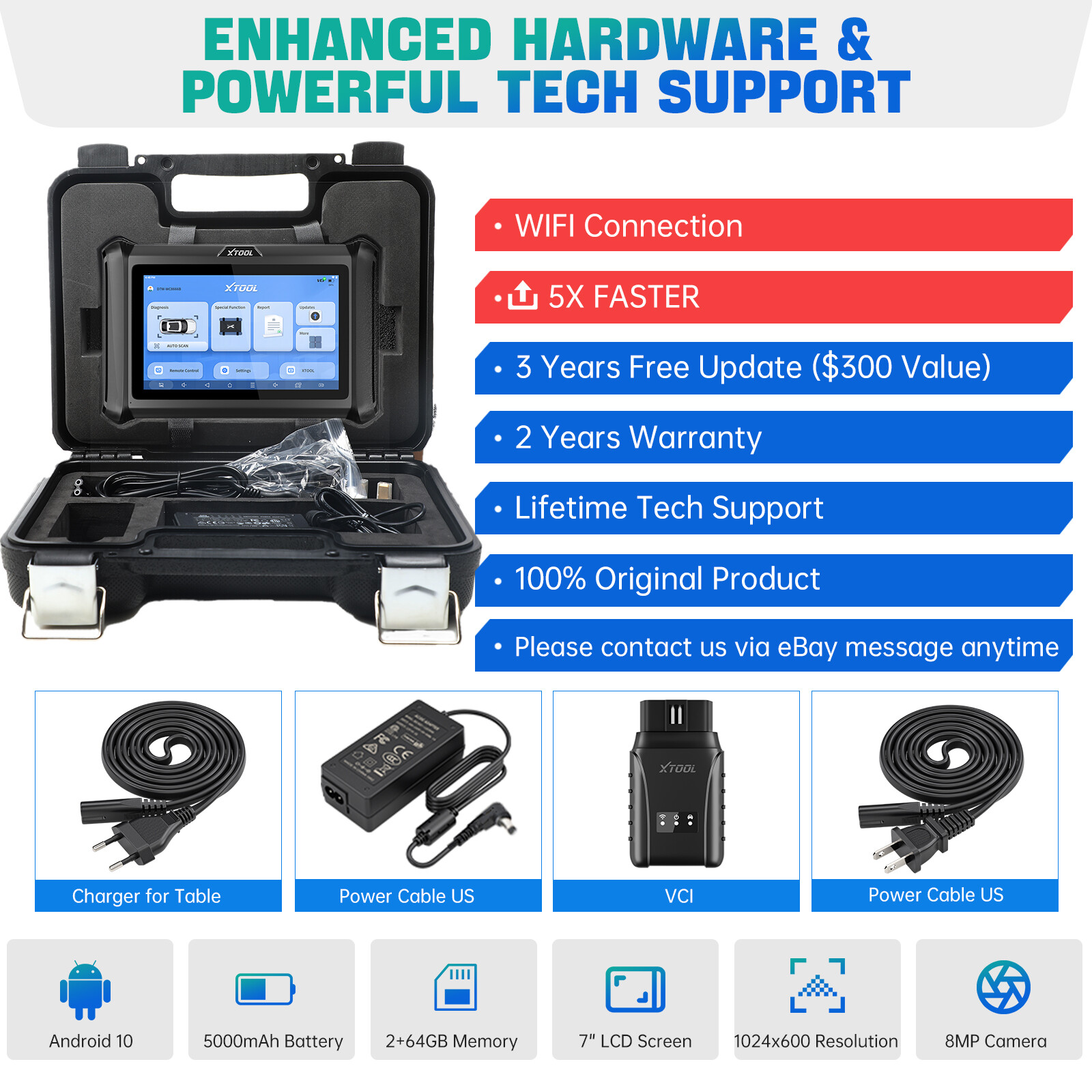 2024 Newest XTOOL D7 WIFI Car Diagnostic Tool Full System Scanner Active Test