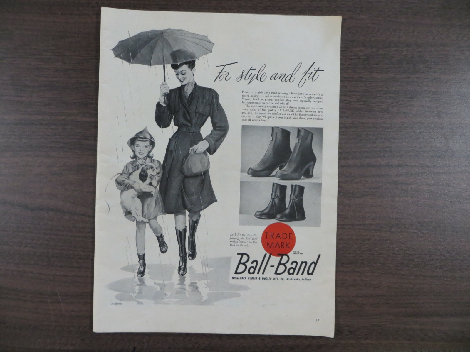 1946 Ball-Band Rubber Footwear Full Page Magazine AD Vintage