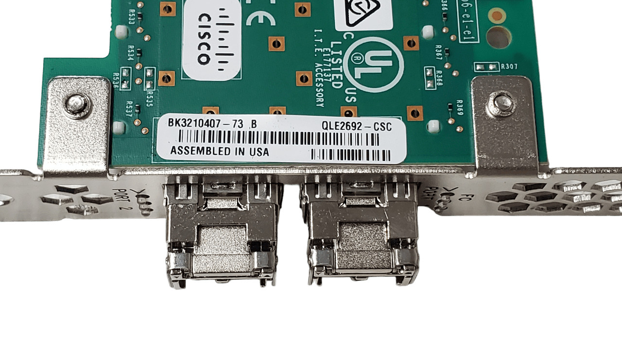 Cisco QLE2692-CSC Dual Port 16Gb HBA UCSC-PCIE-QD16GF FH Bracket w/ SFPs