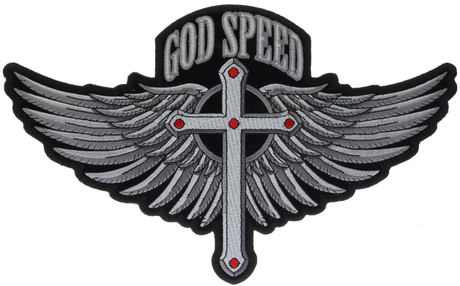God Speed Wings and Christian Cross 10 Inch Back Embroidered Patch IV3282 LD2