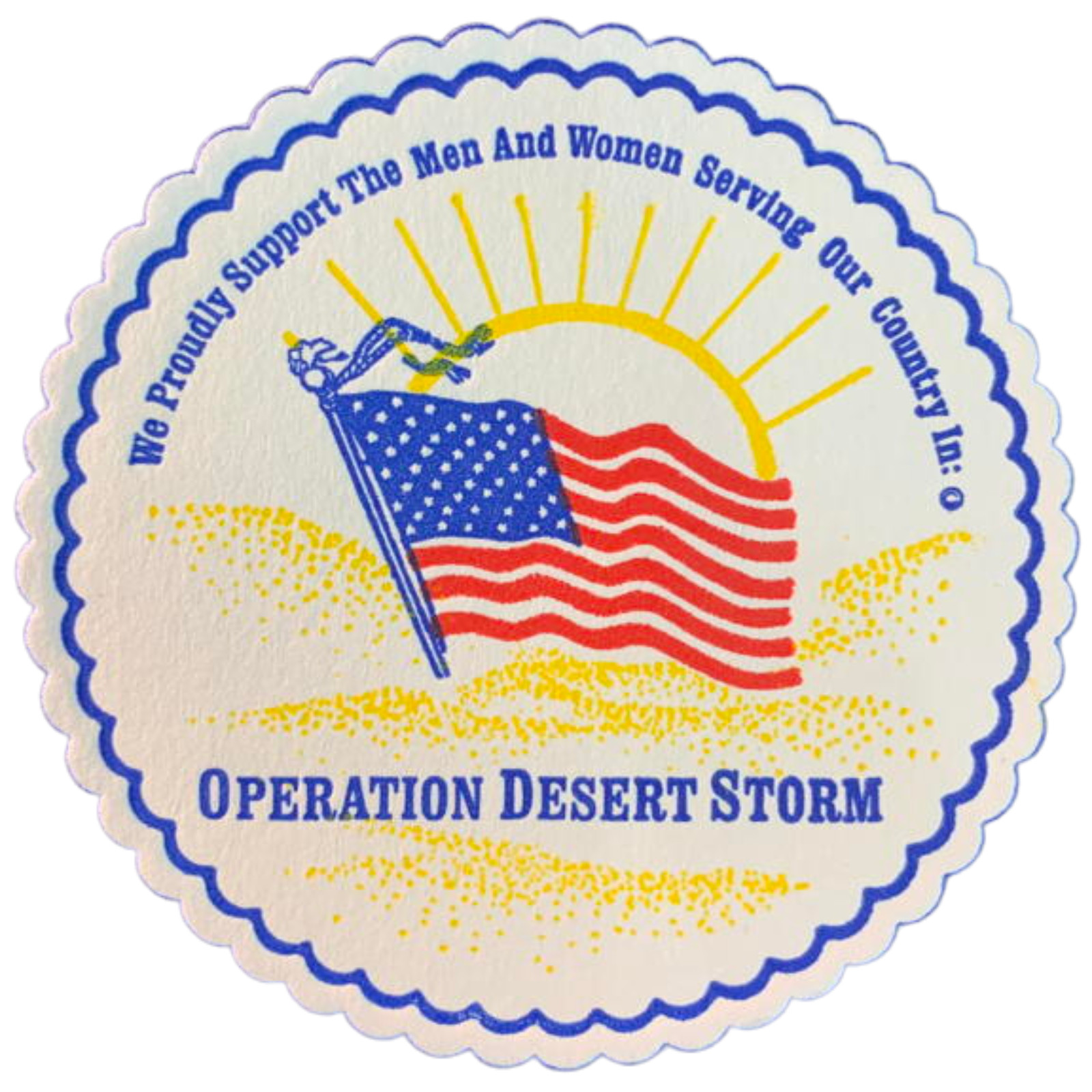 Set of 6 Vintage 1991 Operation Desert Storm Paper Coasters Military Gulf War