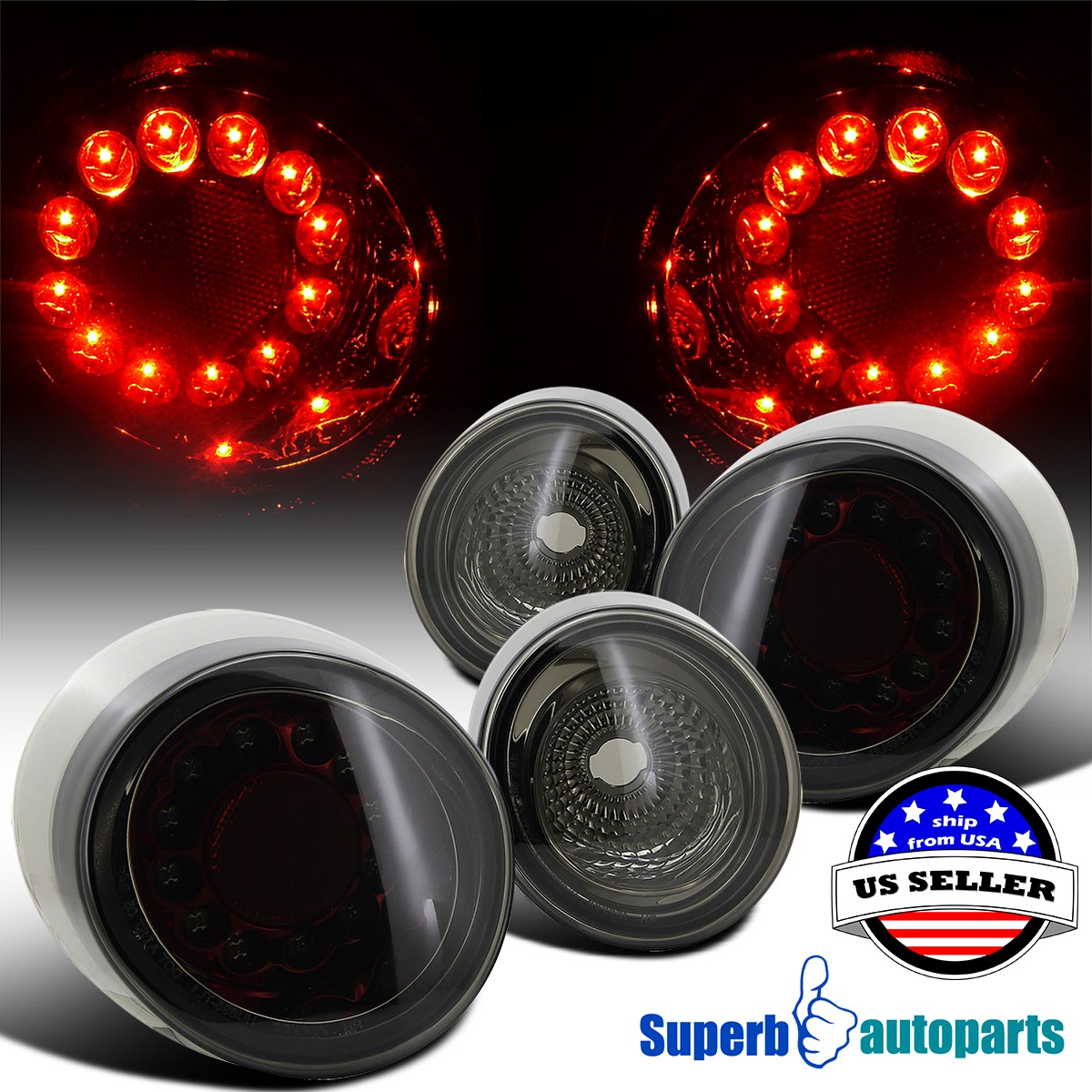 Fits 2005-2010 Chevy Cobalt 2Dr Coupe LED Tail Lights Brake Lamps Smoke Lens