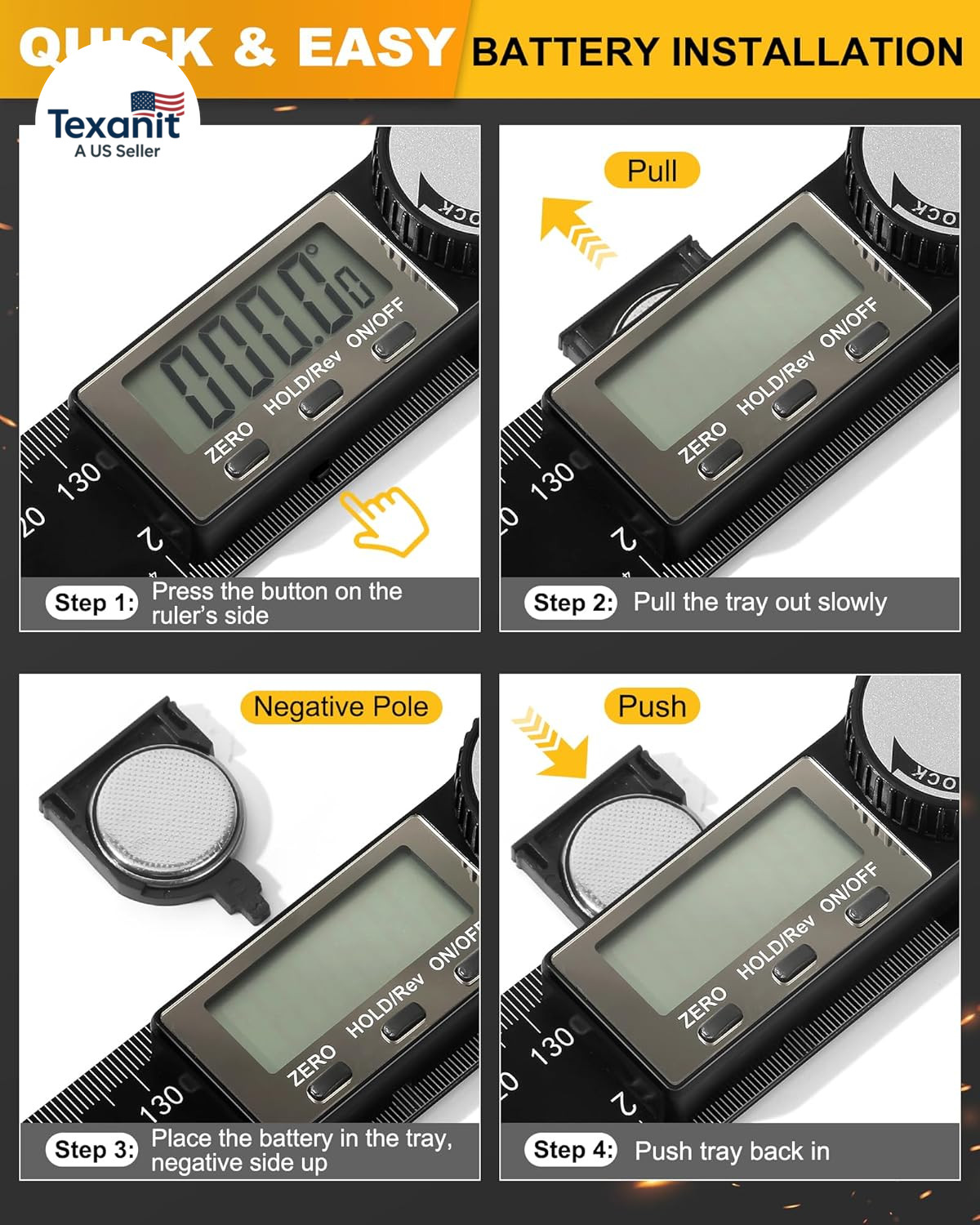 Protractor, Digital Angle Finder Protractor with LCD Display, 2-In-1 360° Angle