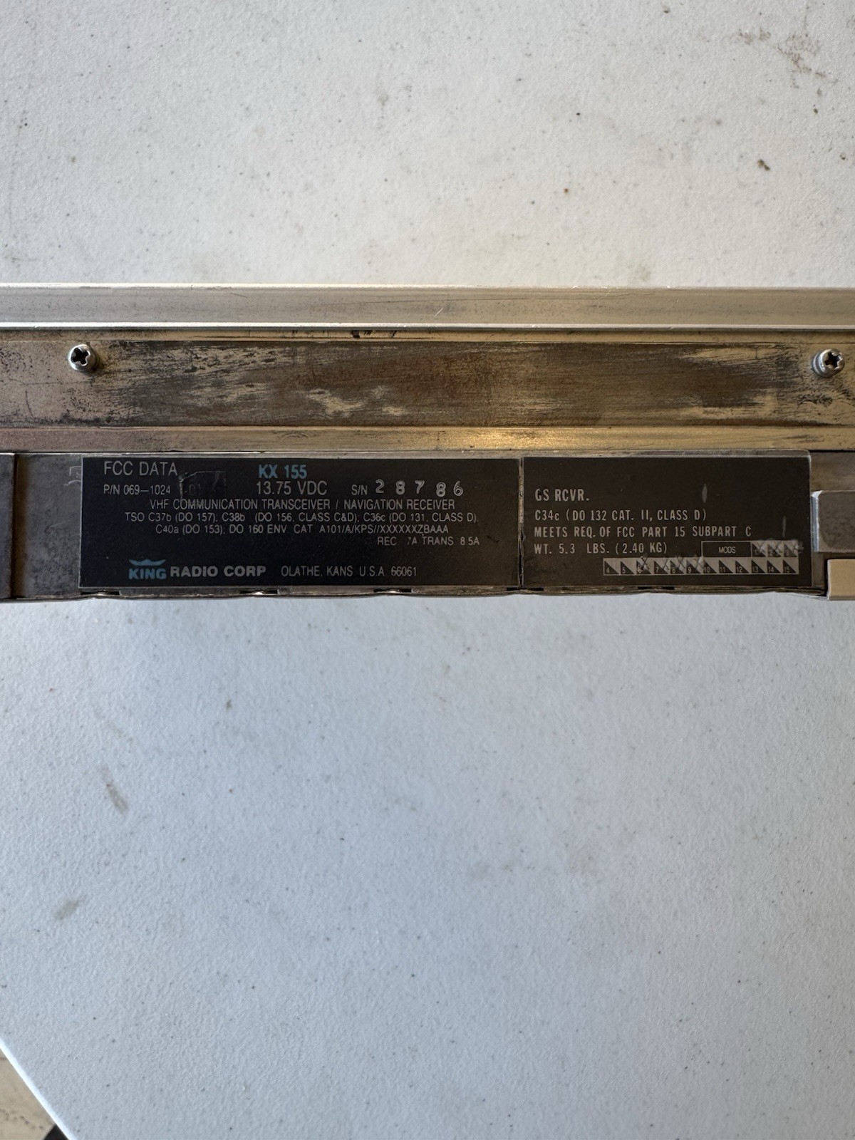 Bendix King KX 155 14volt With Glide Slope, Rack, Backplate, And plugs