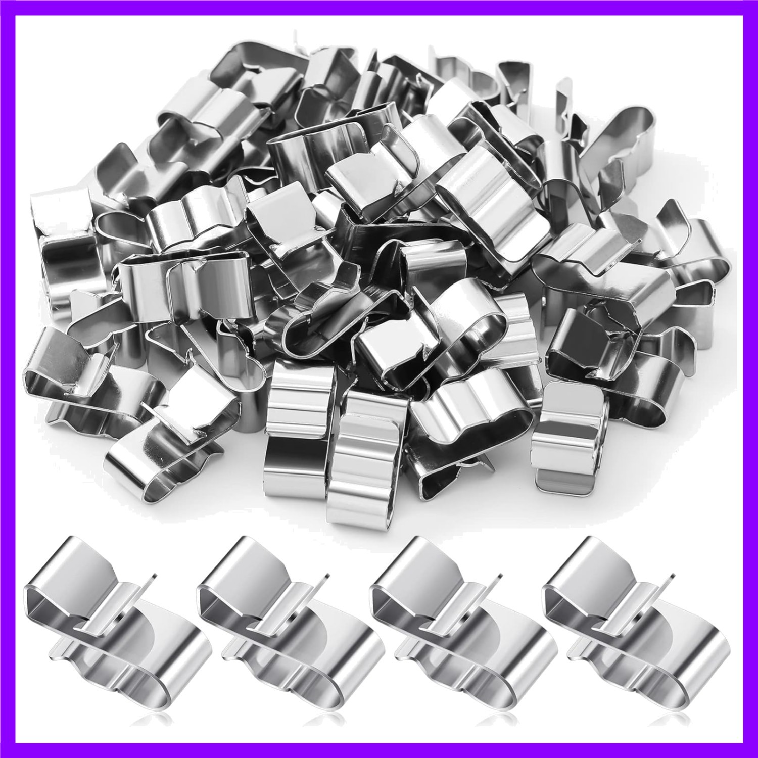 50 Pcs Trailer Frame Wire Clips Stainless Steel Metal Cable Clips 0.89 Inch New