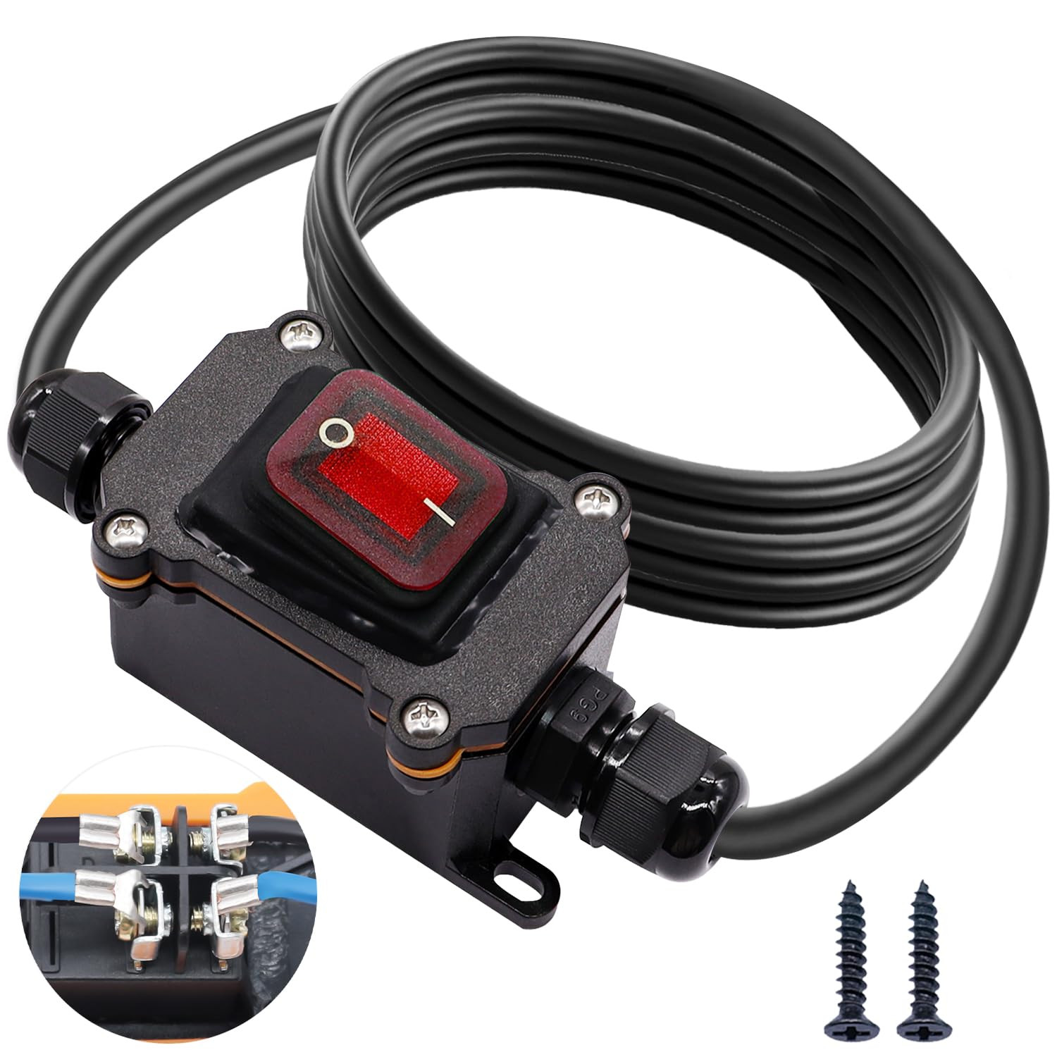 IP67 Waterproof Inline Switch 12V DC 20A 4Pin 2 Position On/Off Toggle Switch