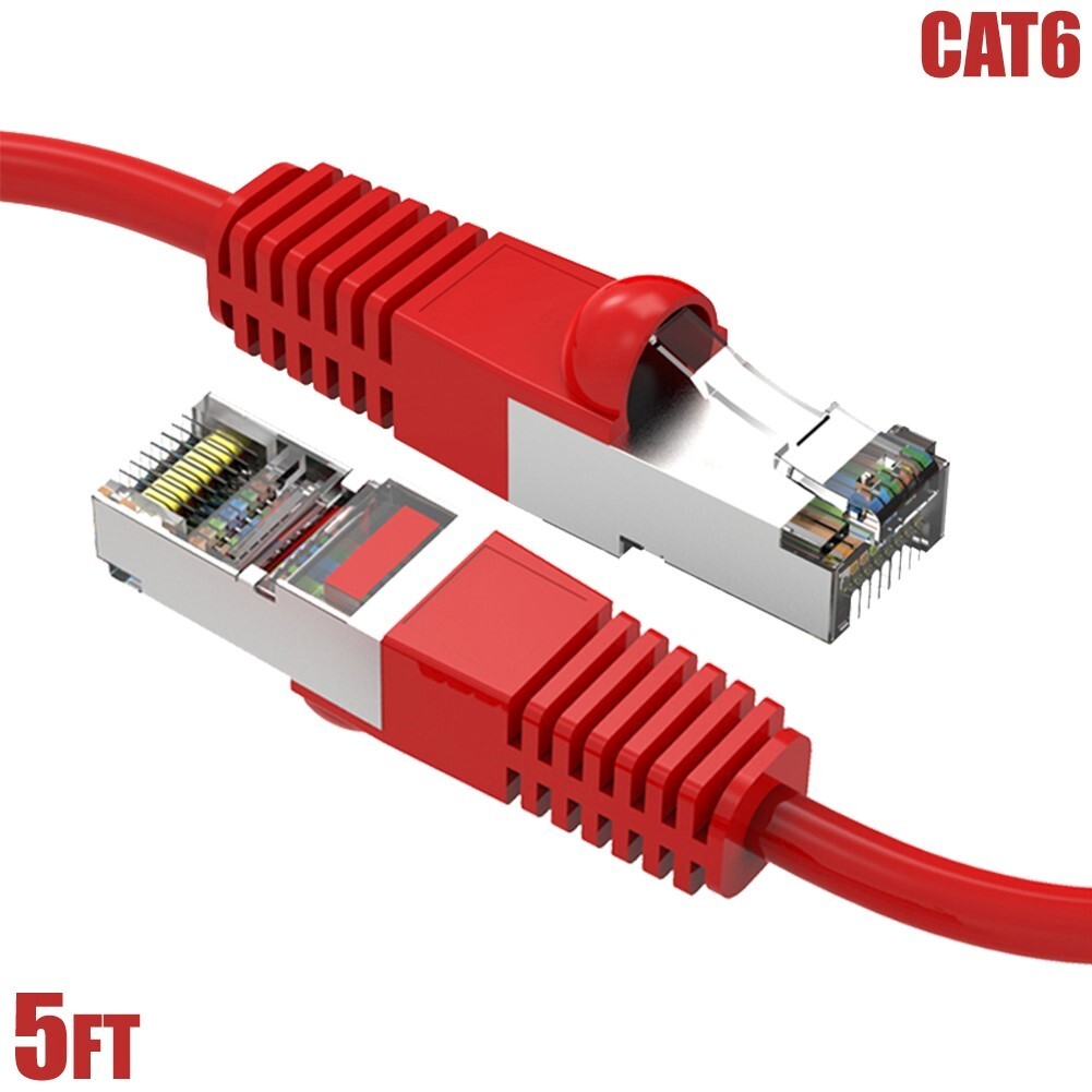 5FT Cat6 RJ45 Ethernet LAN Network SSTP Shielded Patch Cable Copper 26AWG Red