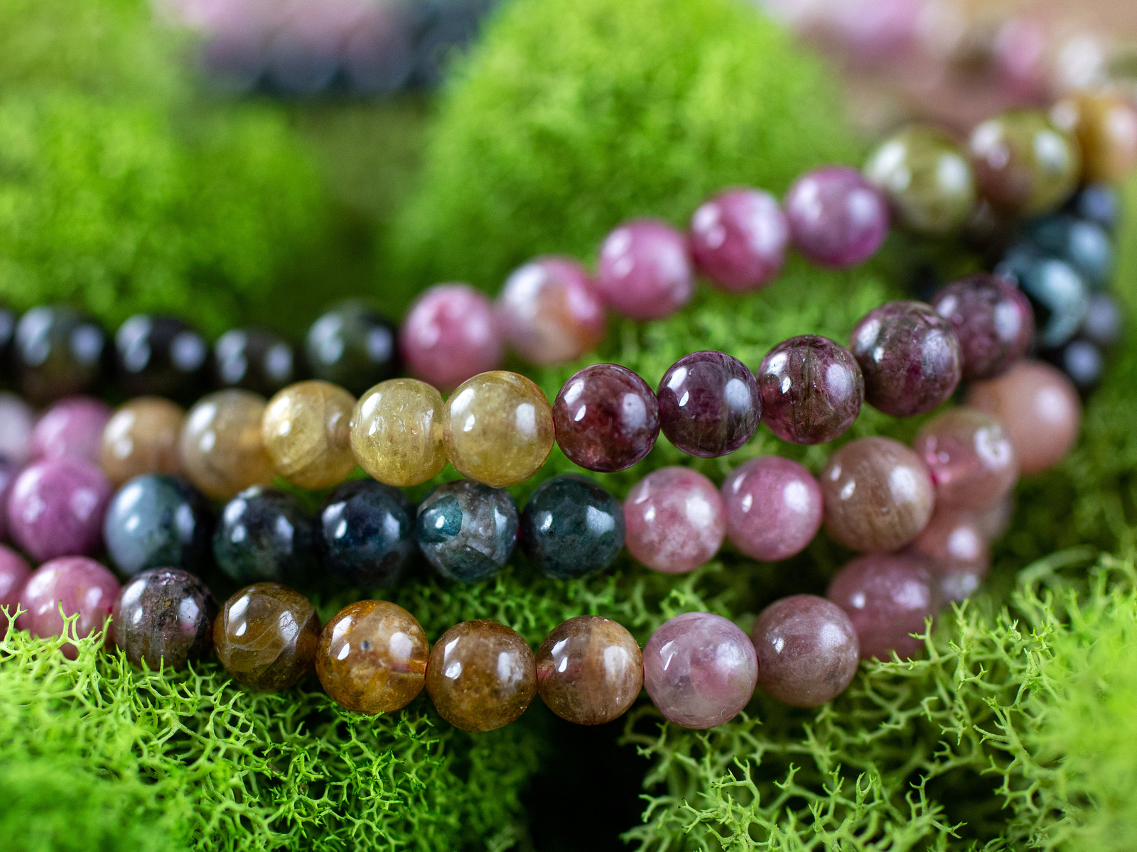 Dark TOURMALINE Crystal Jewelry - Wrap Bracelet, Beaded Necklace Bracelet, E1047