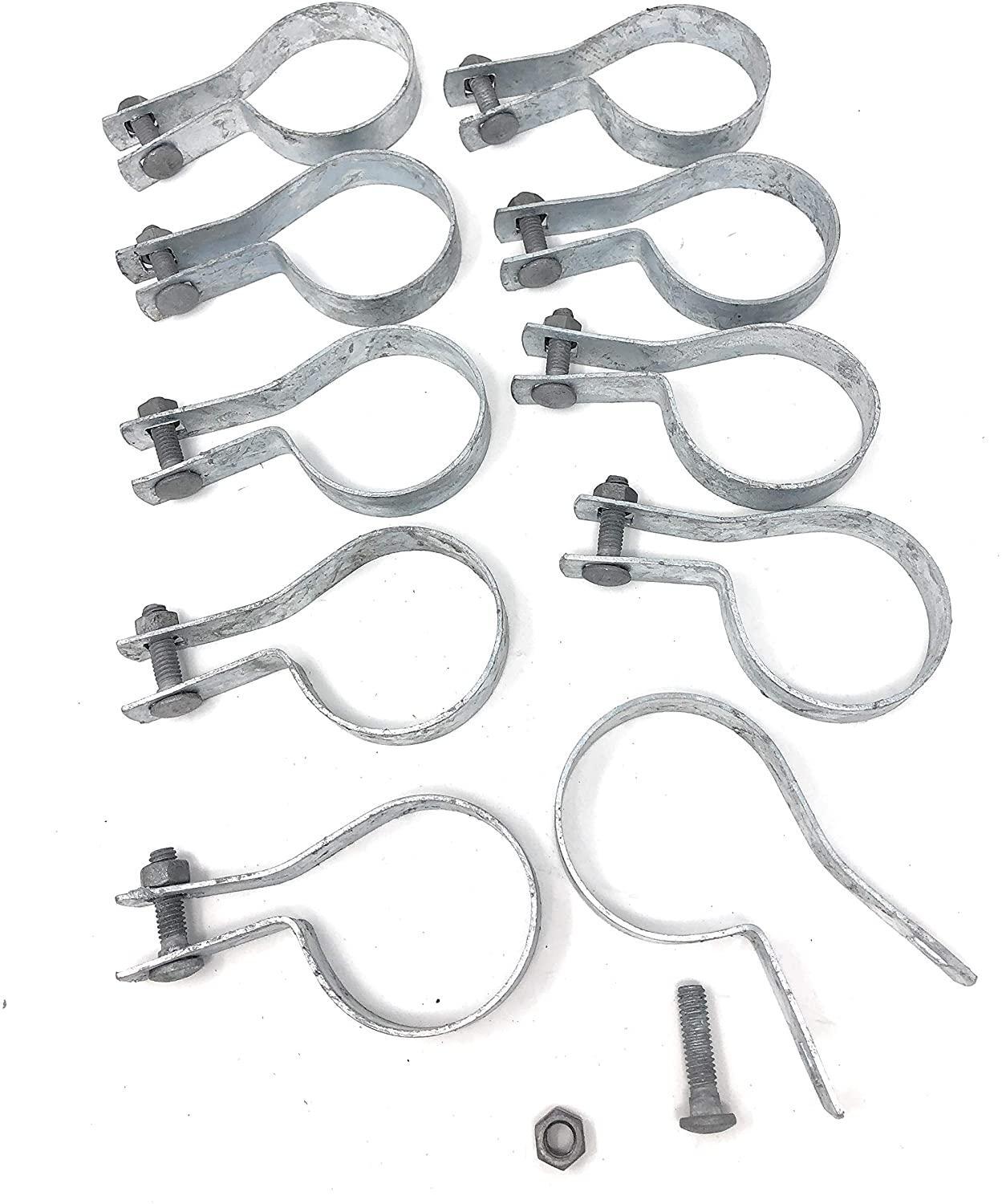 Chain Link Fence Tension Bands with Bolts & Nuts 2 3/8" (10 Pack)