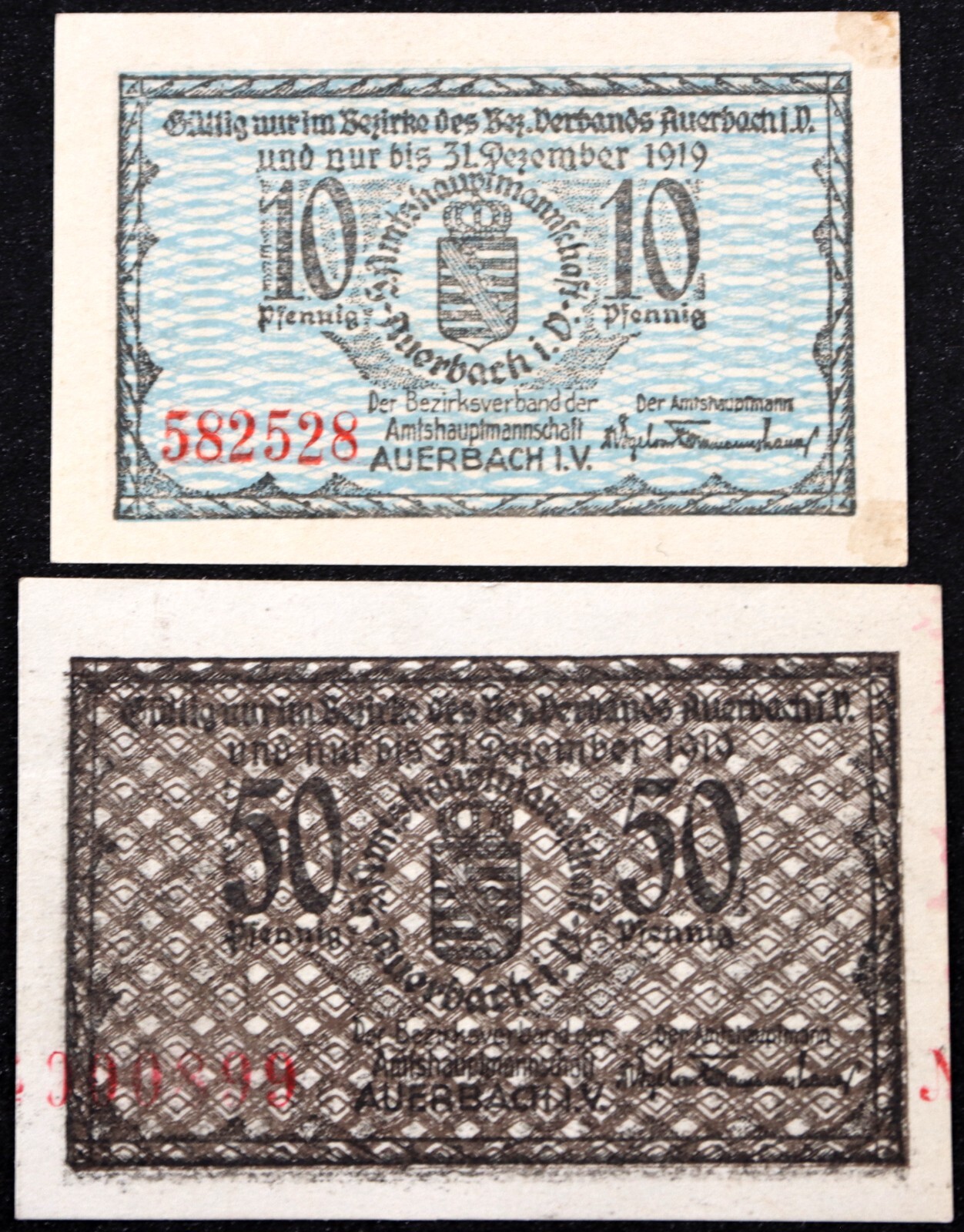 AUERBACH exp. 1919 Complete Set small German Notgeld