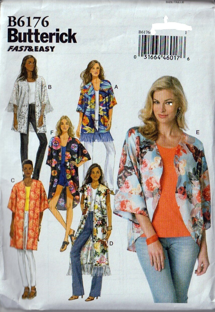 Butterick 6176 Kimono Fast and Easy 6 Variations Pattern Misses Size Y or ZZ New