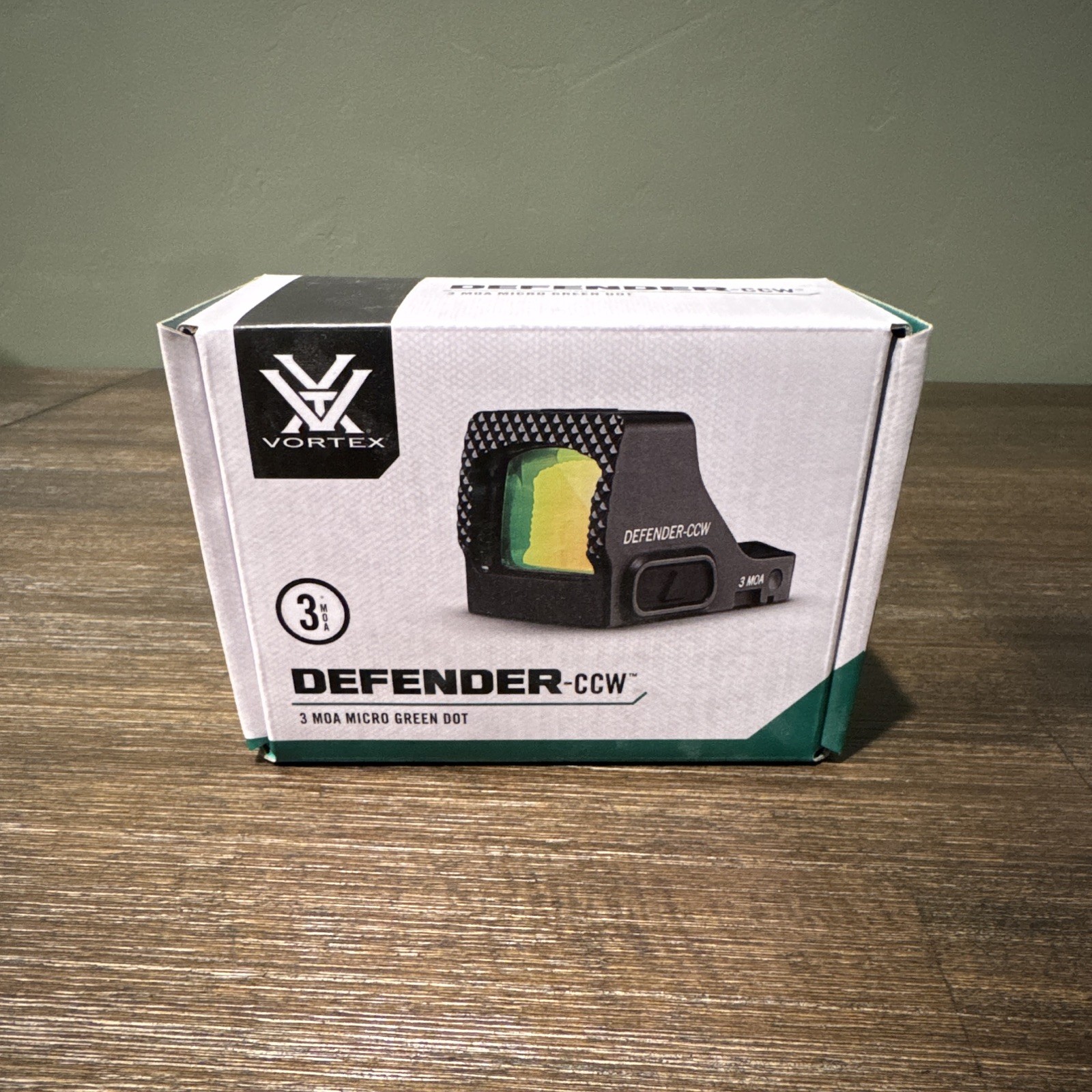 Vortex Defender-CCW 3 MOA Green Dot Handgun Sight Picatinny Waterproof Black.