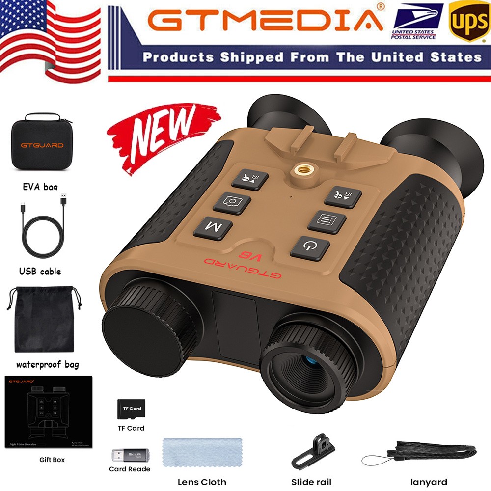 GTGUARD V6 8x Zoom 4K Binoculars Head Mounted Waterproof Night Vision Goggles US